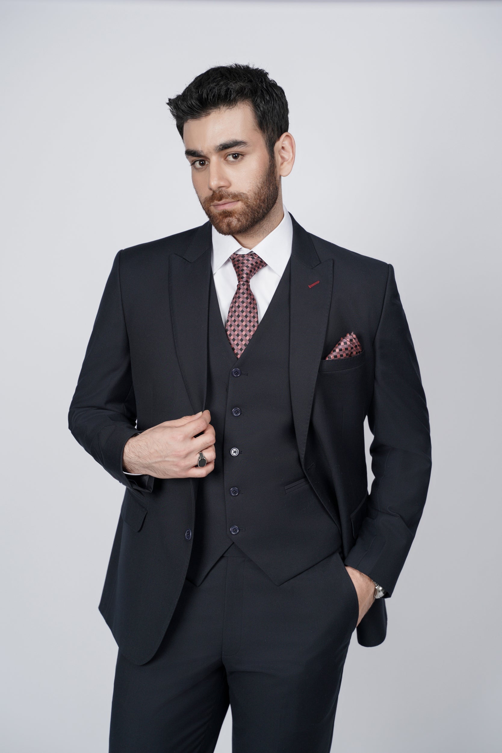 Dark navy blue two piece suit