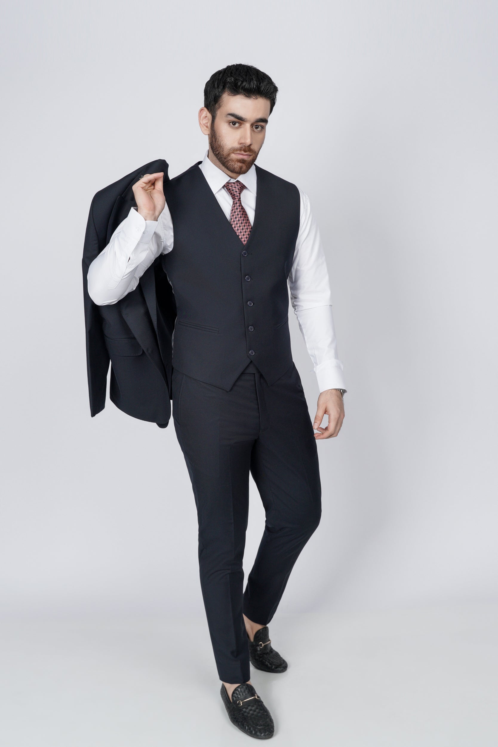 Dark navy blue two piece suit