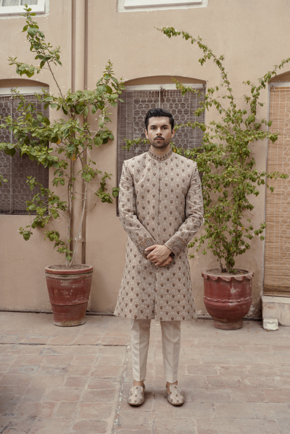 Beige Gold Sherwani