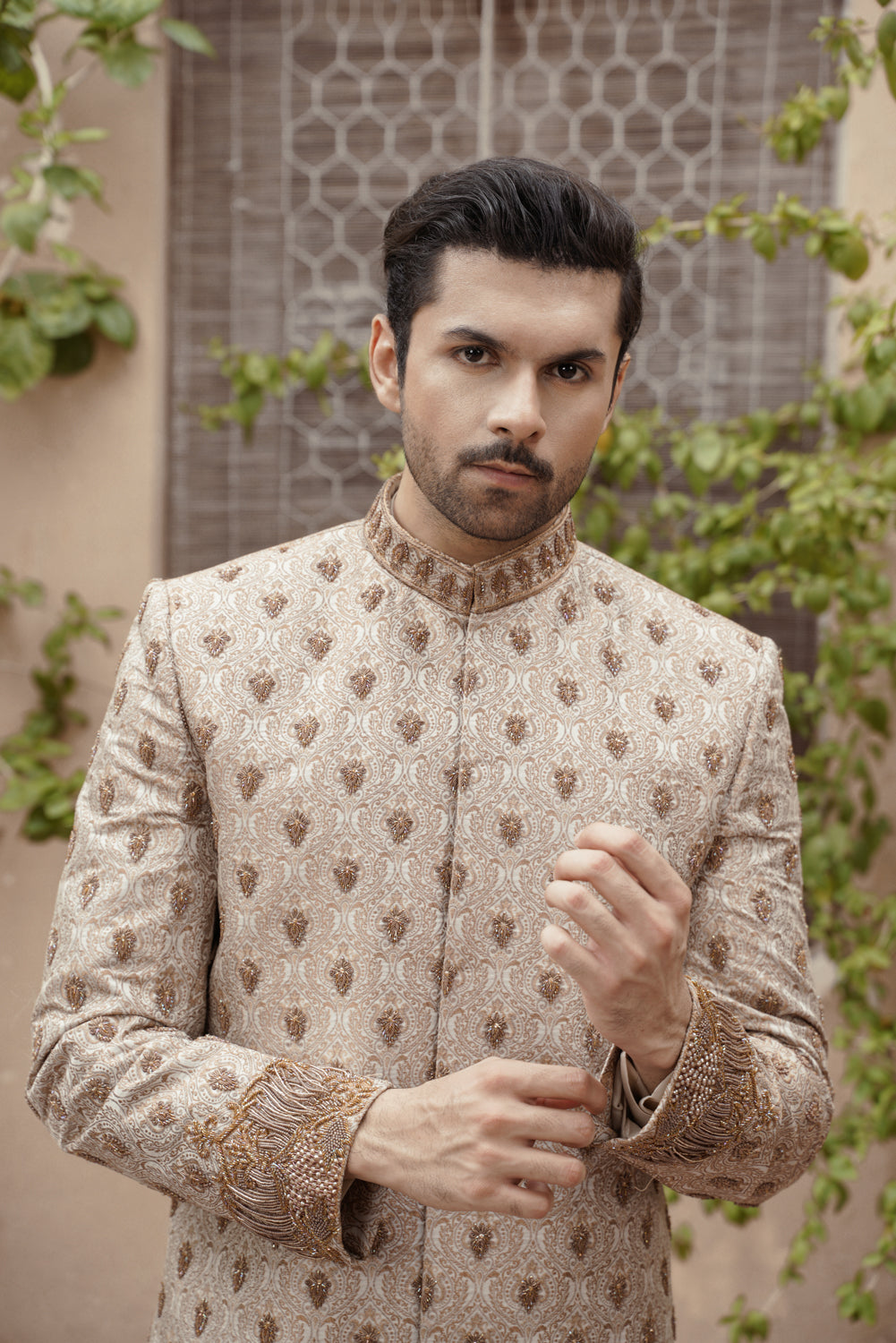 Beige Gold Sherwani