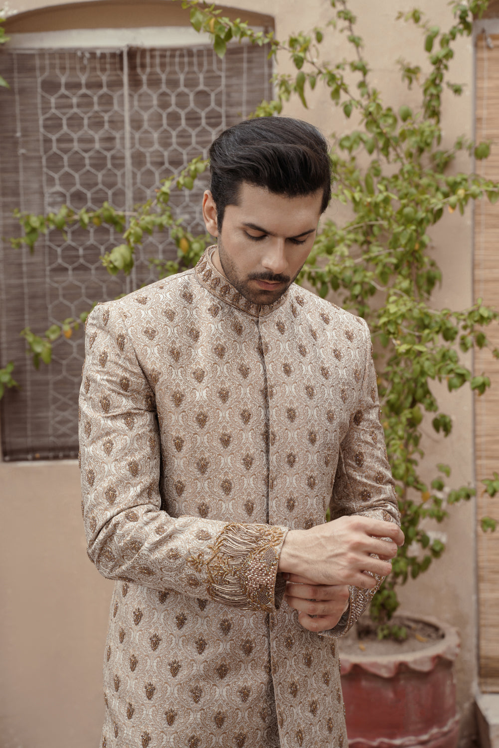 Beige Gold Sherwani