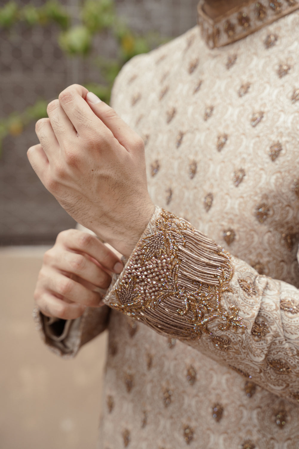 Beige Gold Sherwani