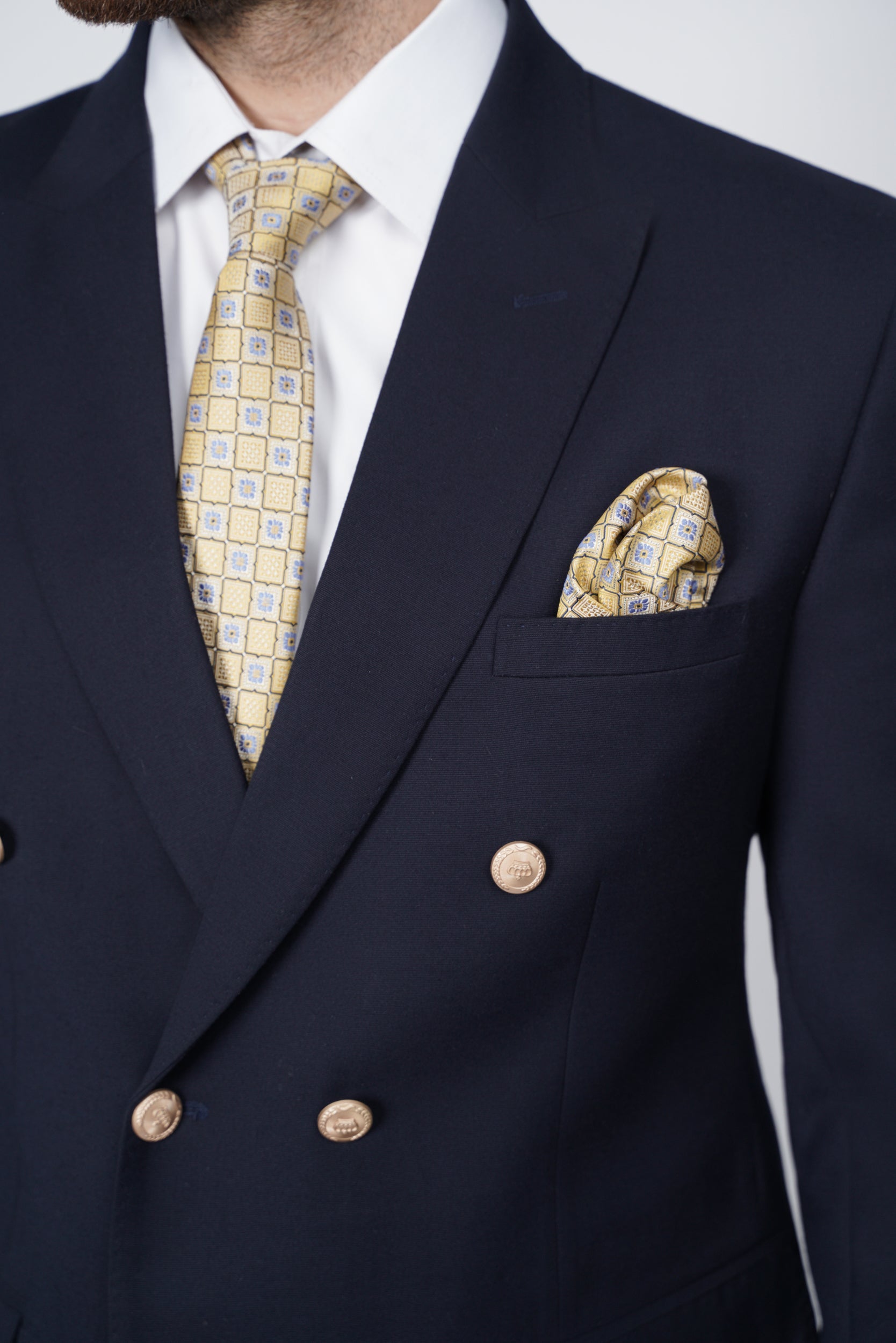 Dark blue six button two piece suit