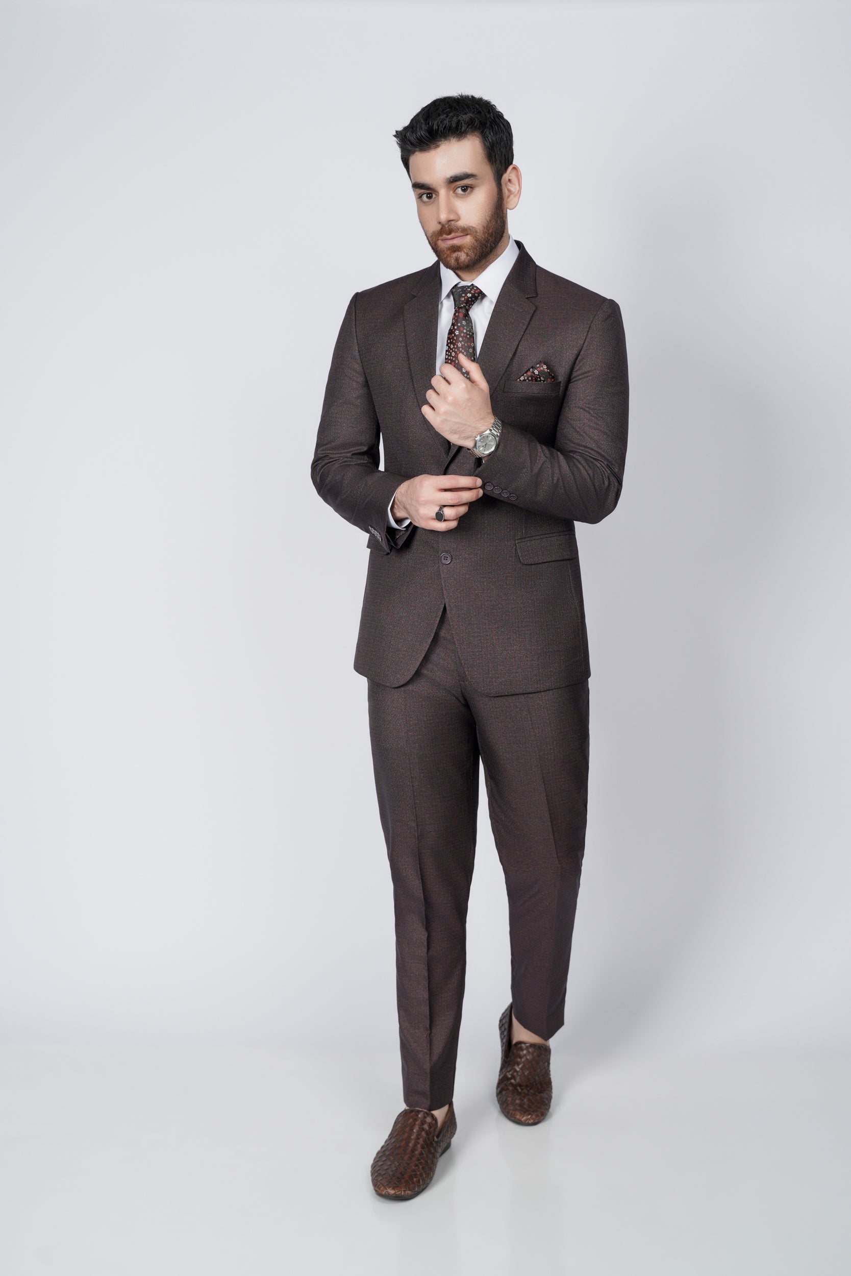 Charcoal brown two piece suit