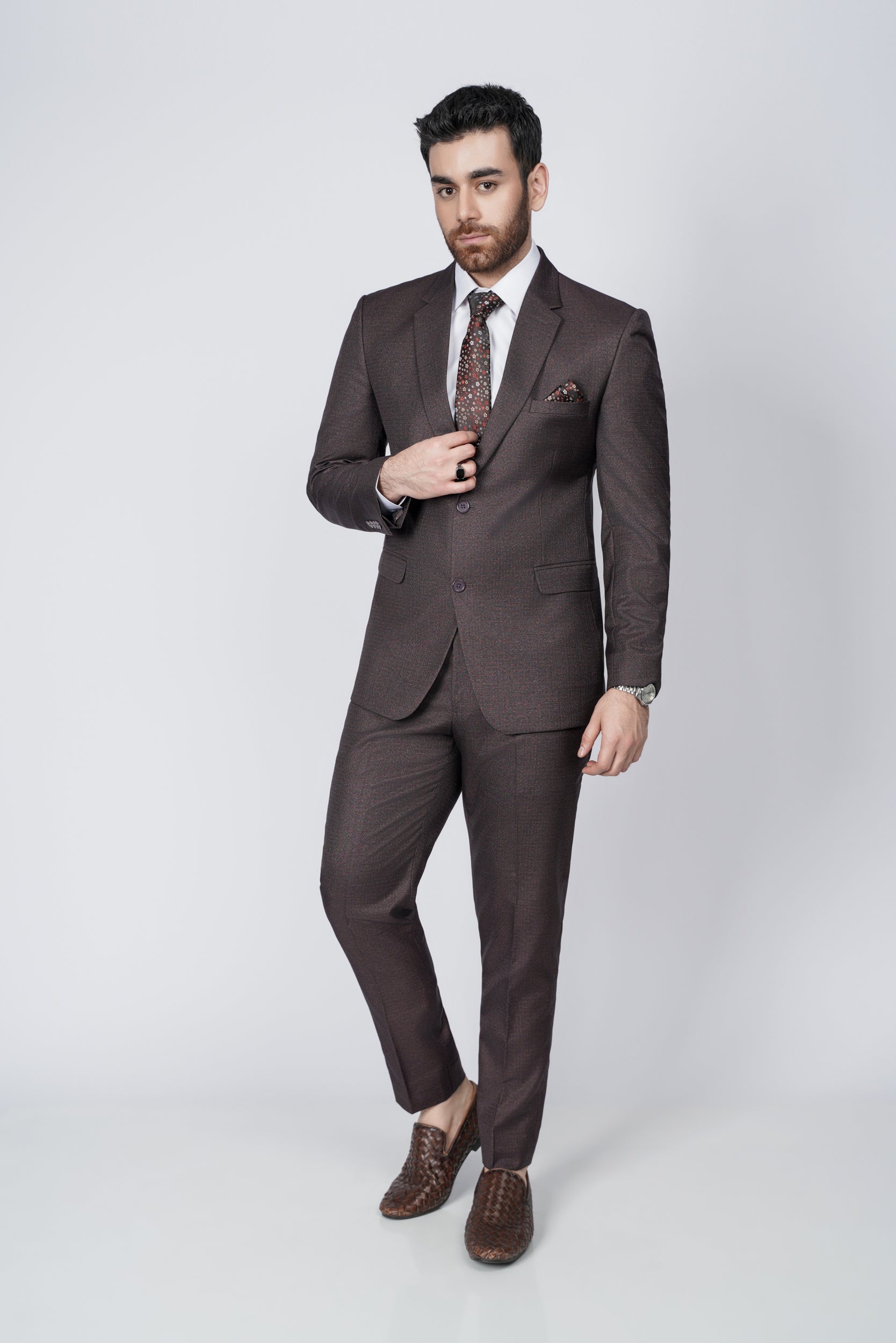 Charcoal brown two piece suit