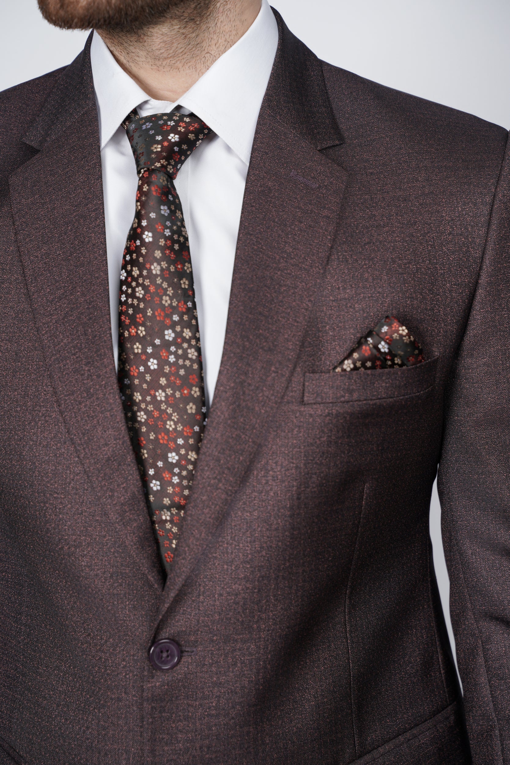 Charcoal brown two piece suit