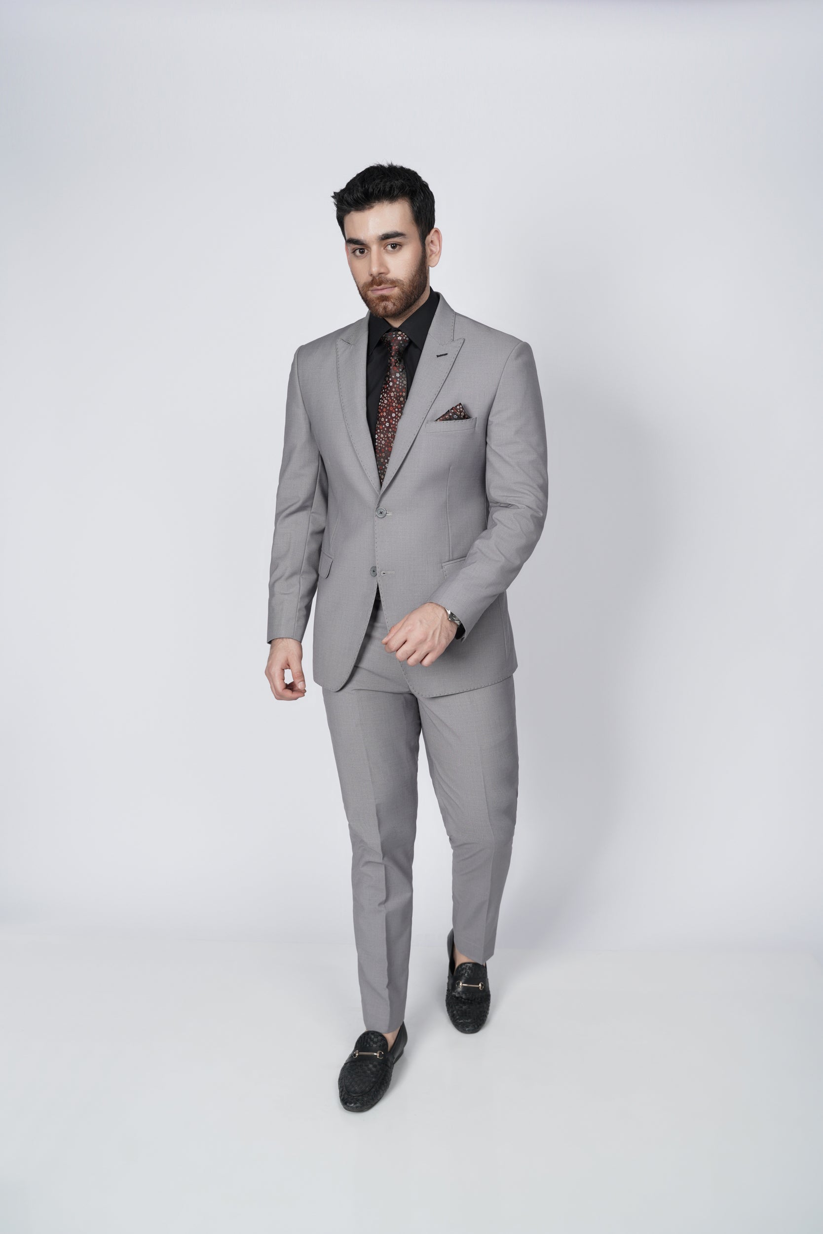 Solid gray two piece suit