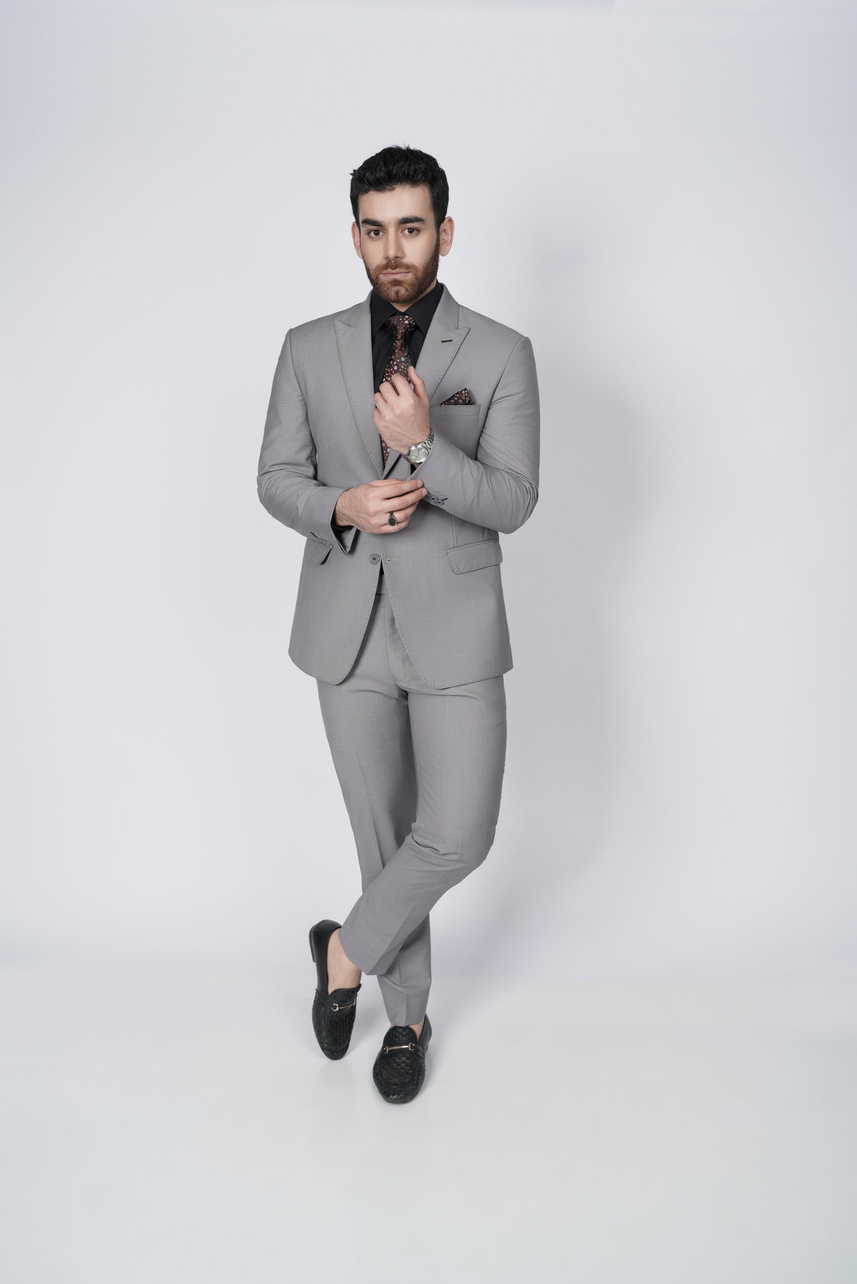 Solid gray two piece suit