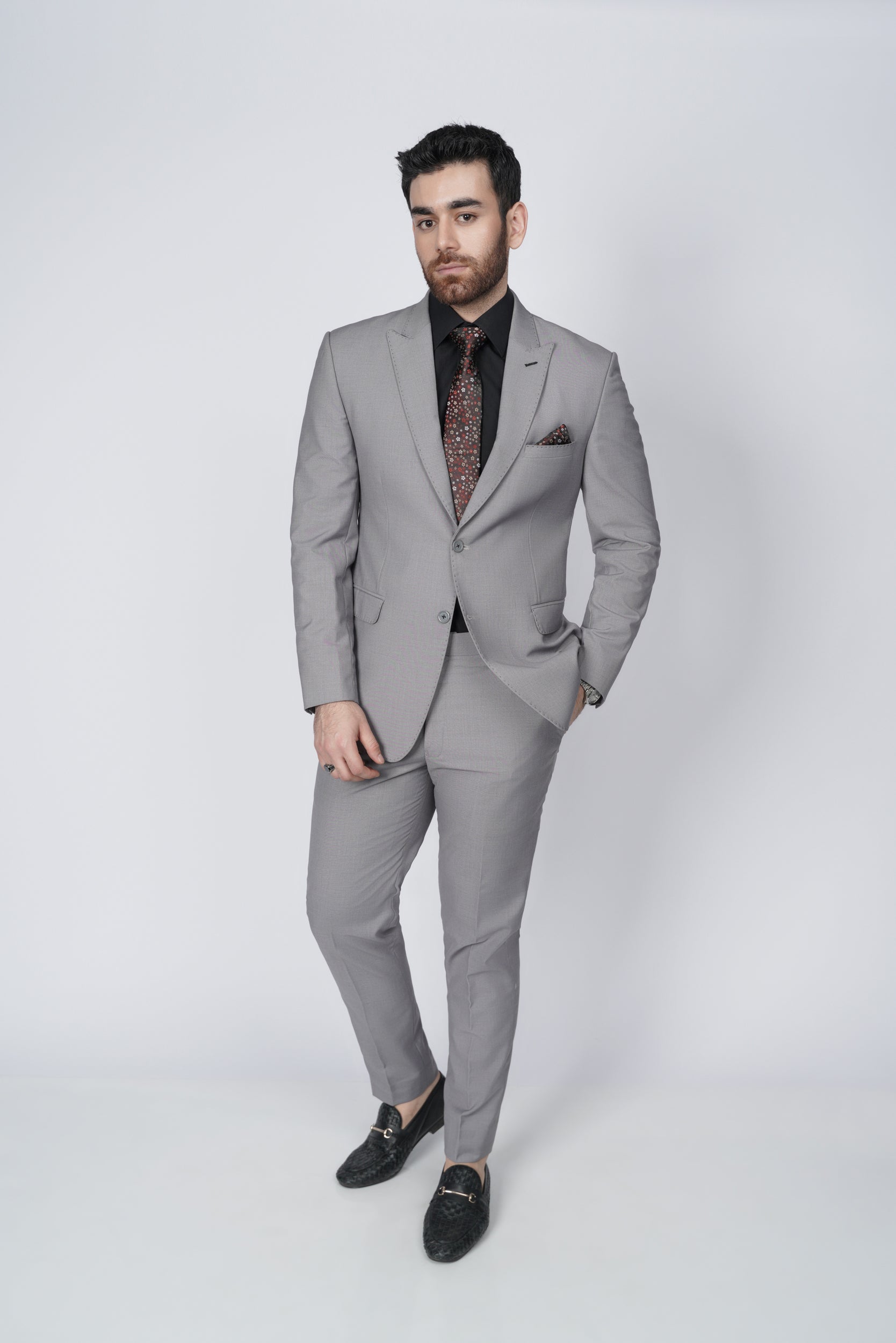 Solid gray two piece suit