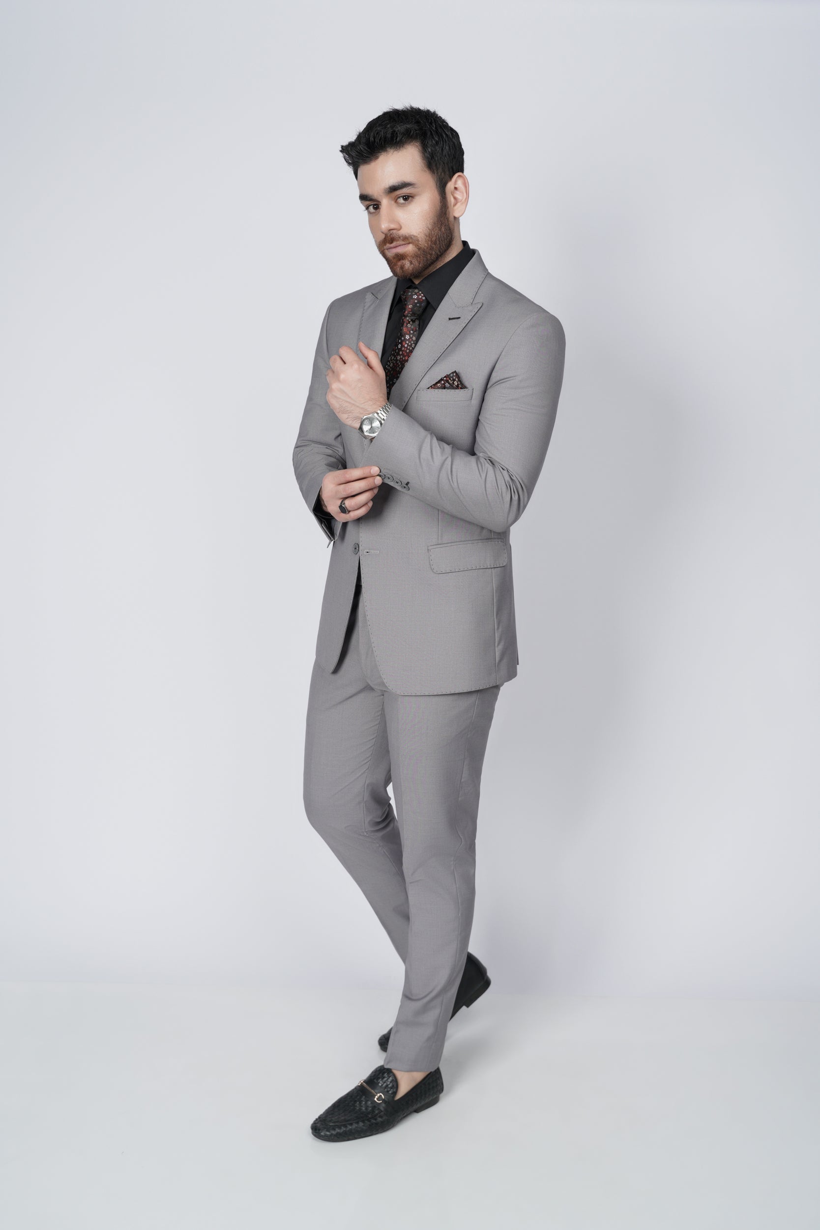 Solid gray two piece suit