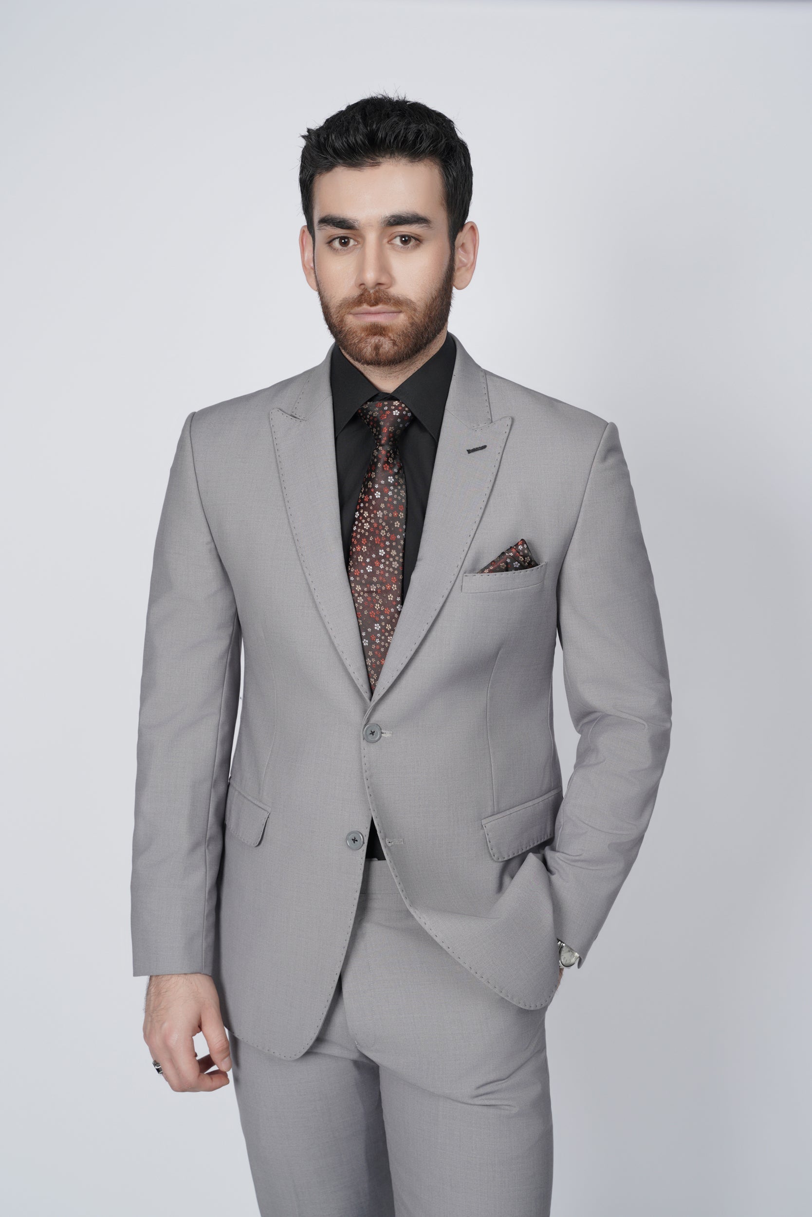 Solid gray two piece suit