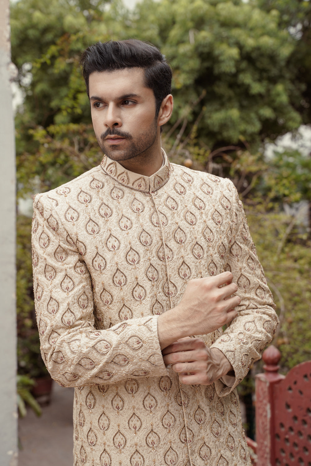 Ivory Embriodered  Sherwani