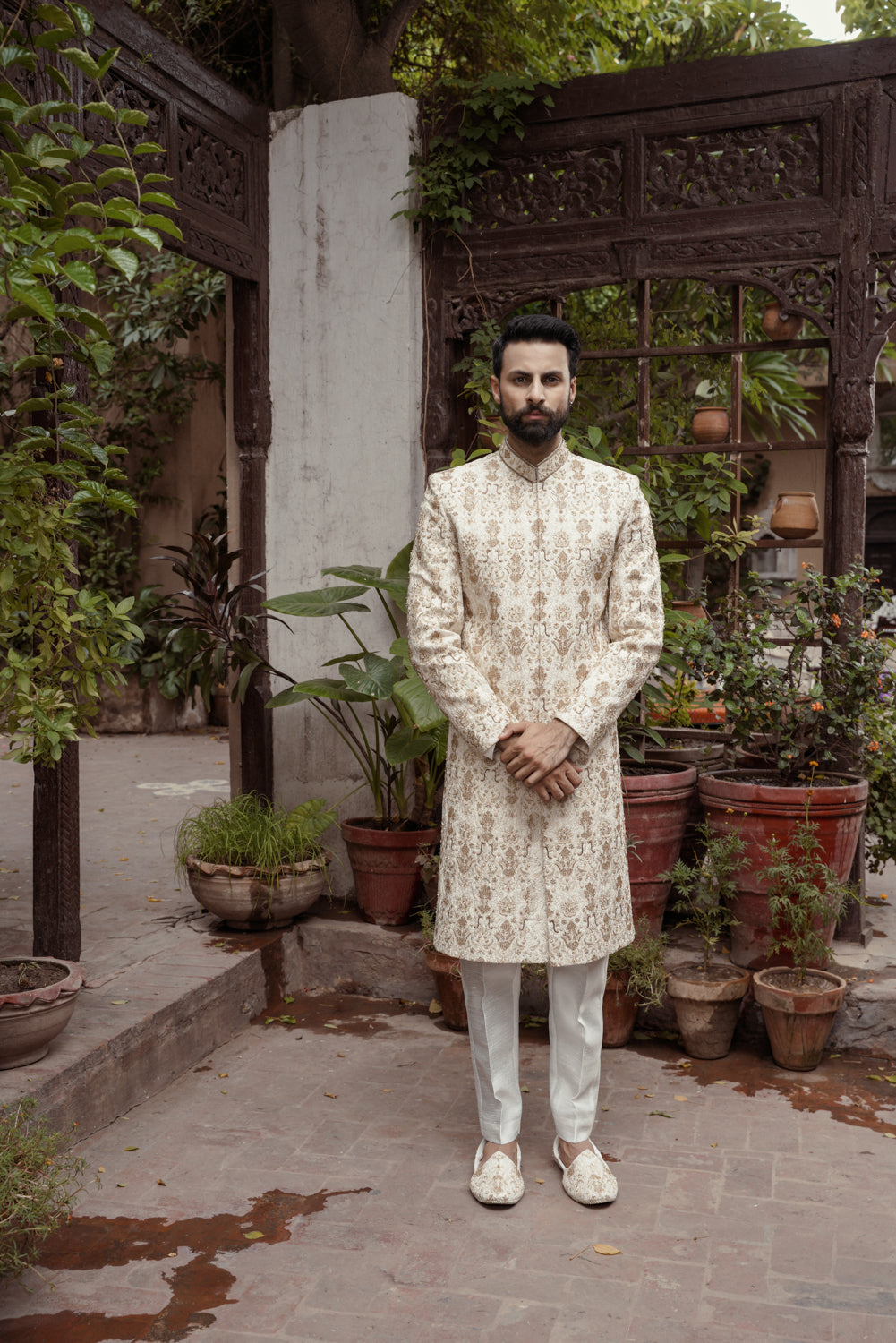 Ivory hand embellished Sherwani