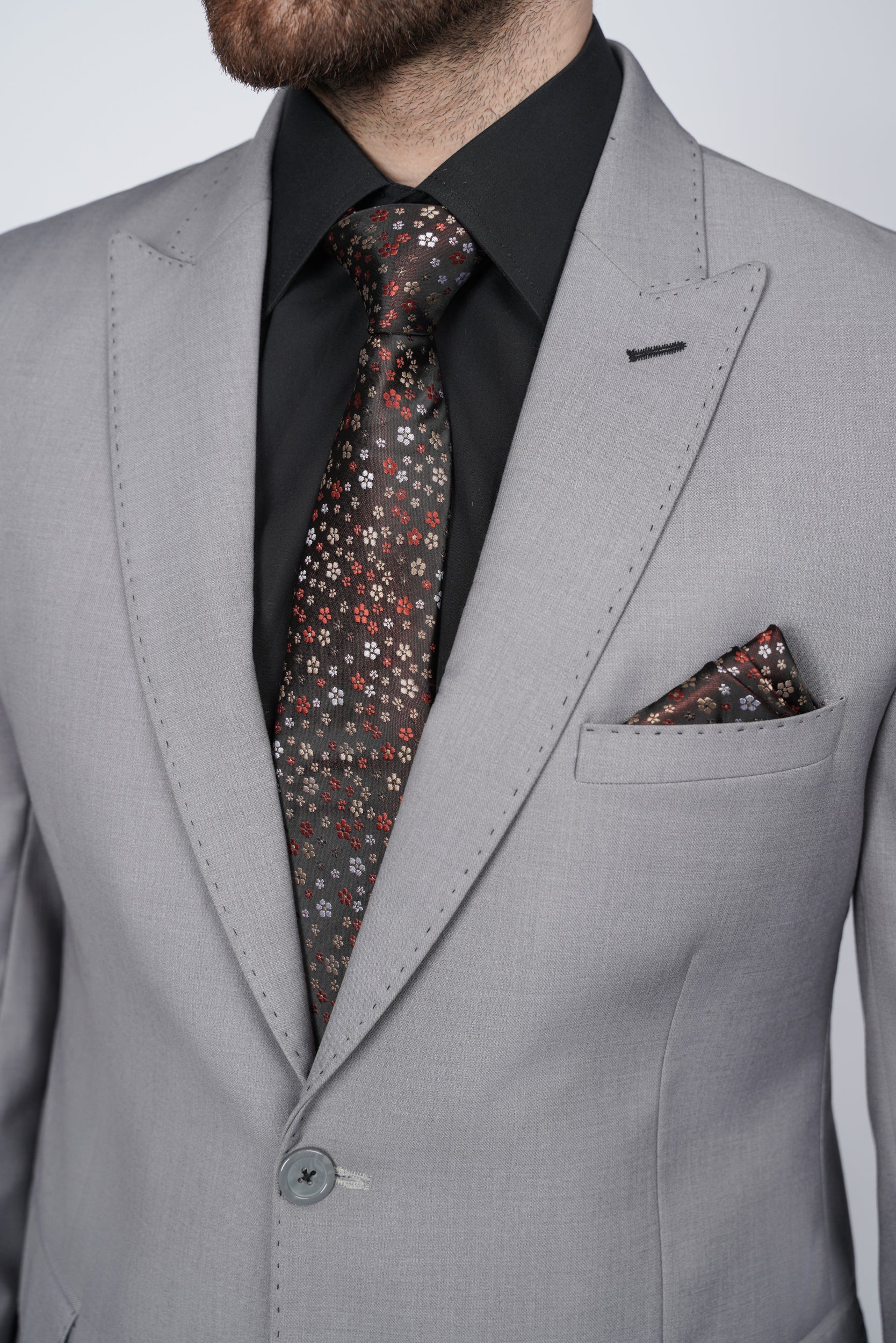 Solid gray two piece suit