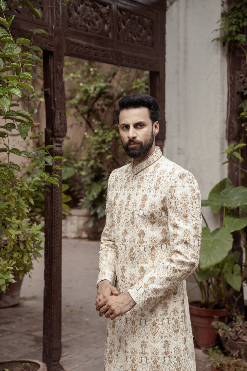 Ivory hand embellished Sherwani