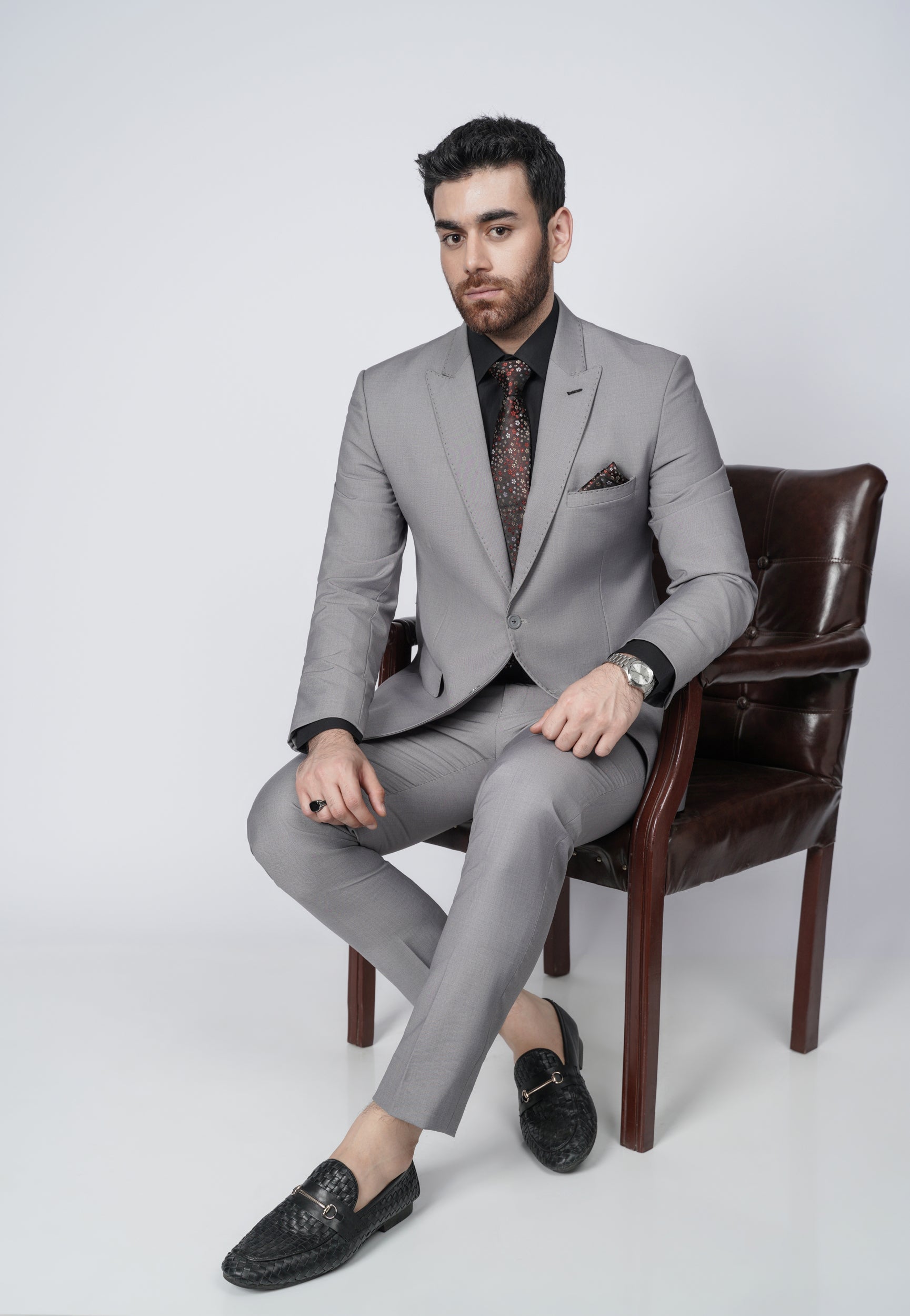 Solid gray two piece suit