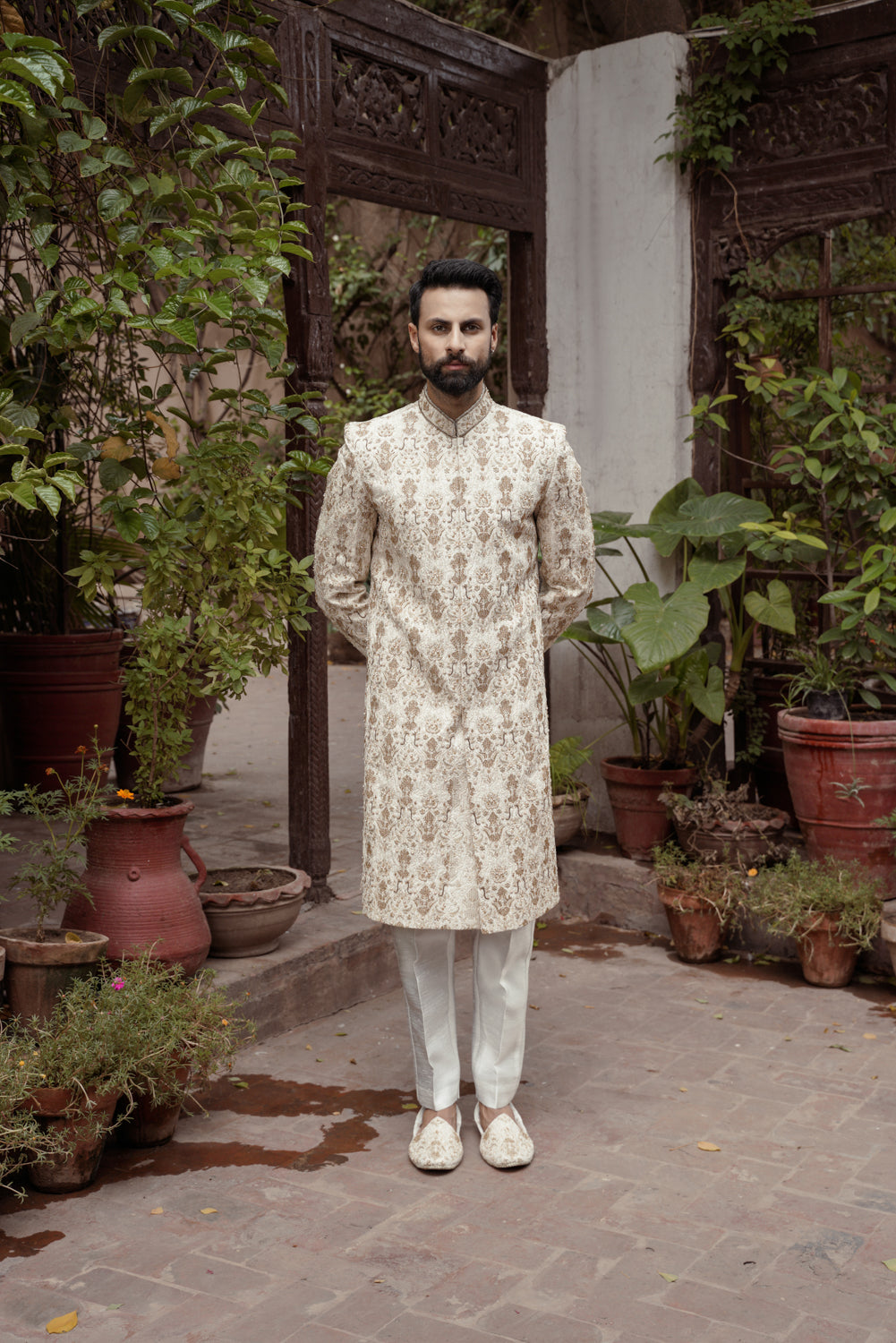 Ivory hand embellished Sherwani