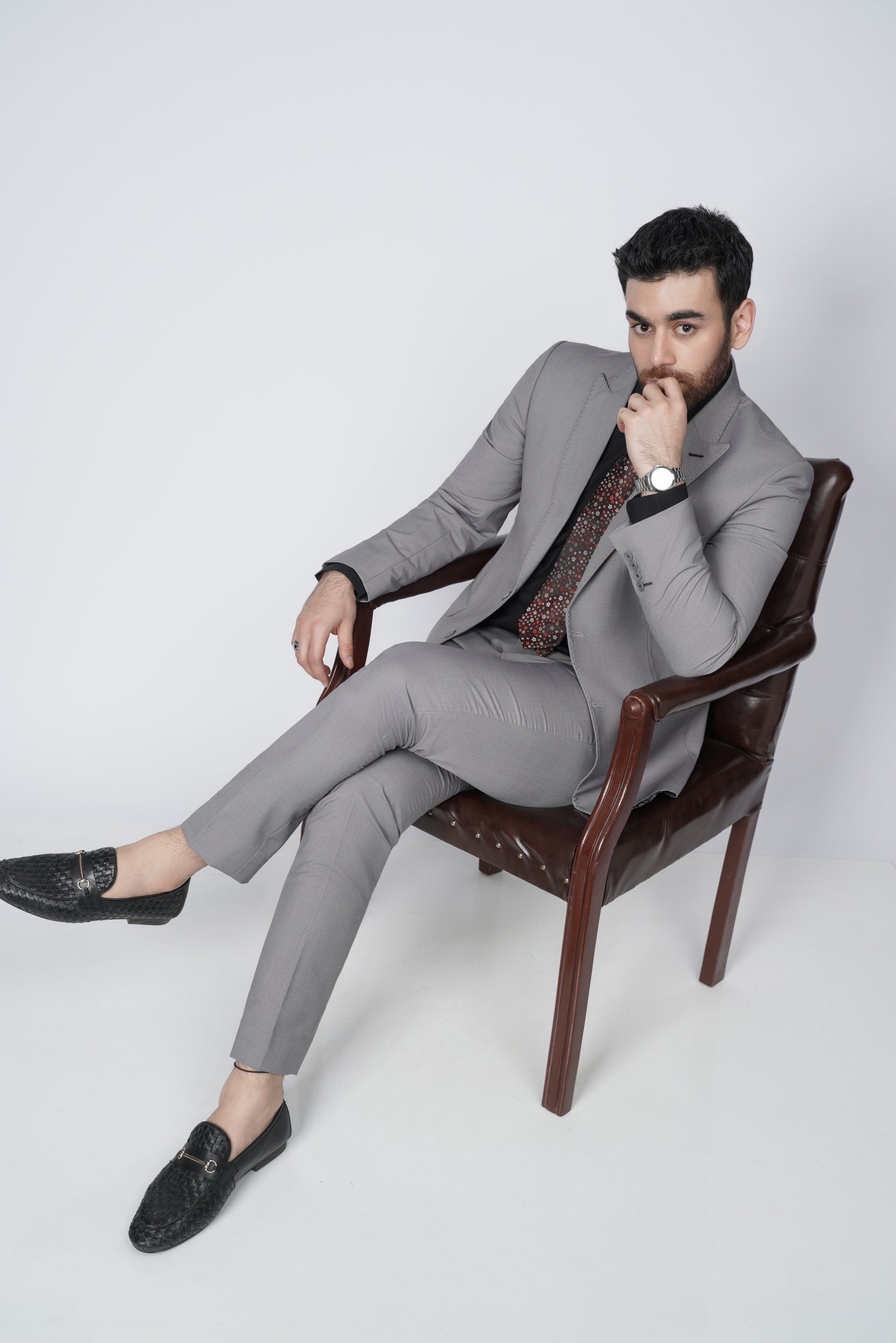 Solid gray two piece suit