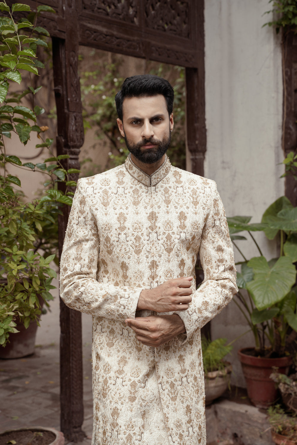 Ivory hand embellished Sherwani