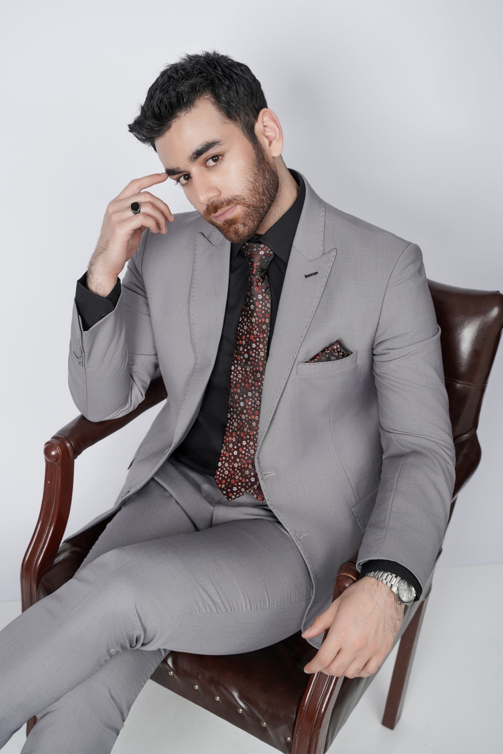 Solid gray two piece suit