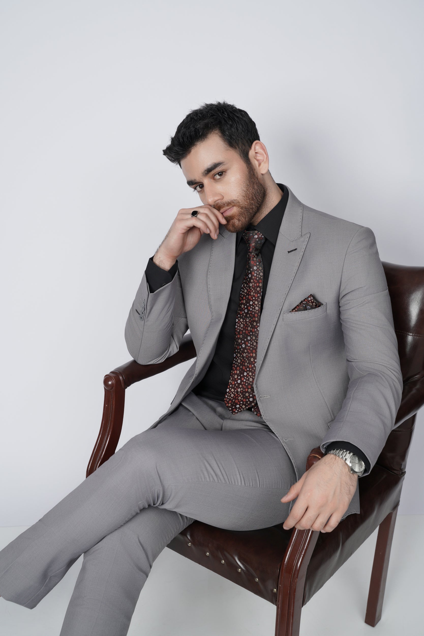 Solid gray two piece suit