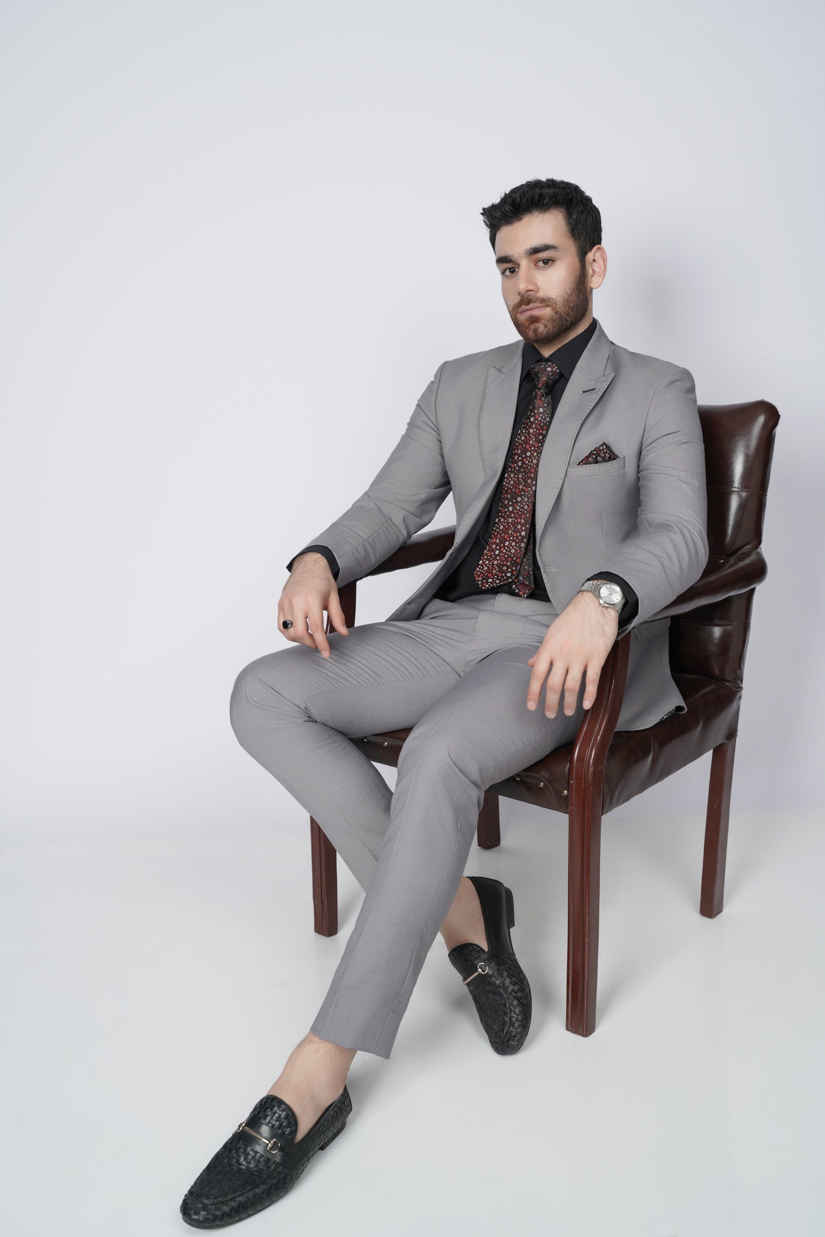 Solid gray two piece suit