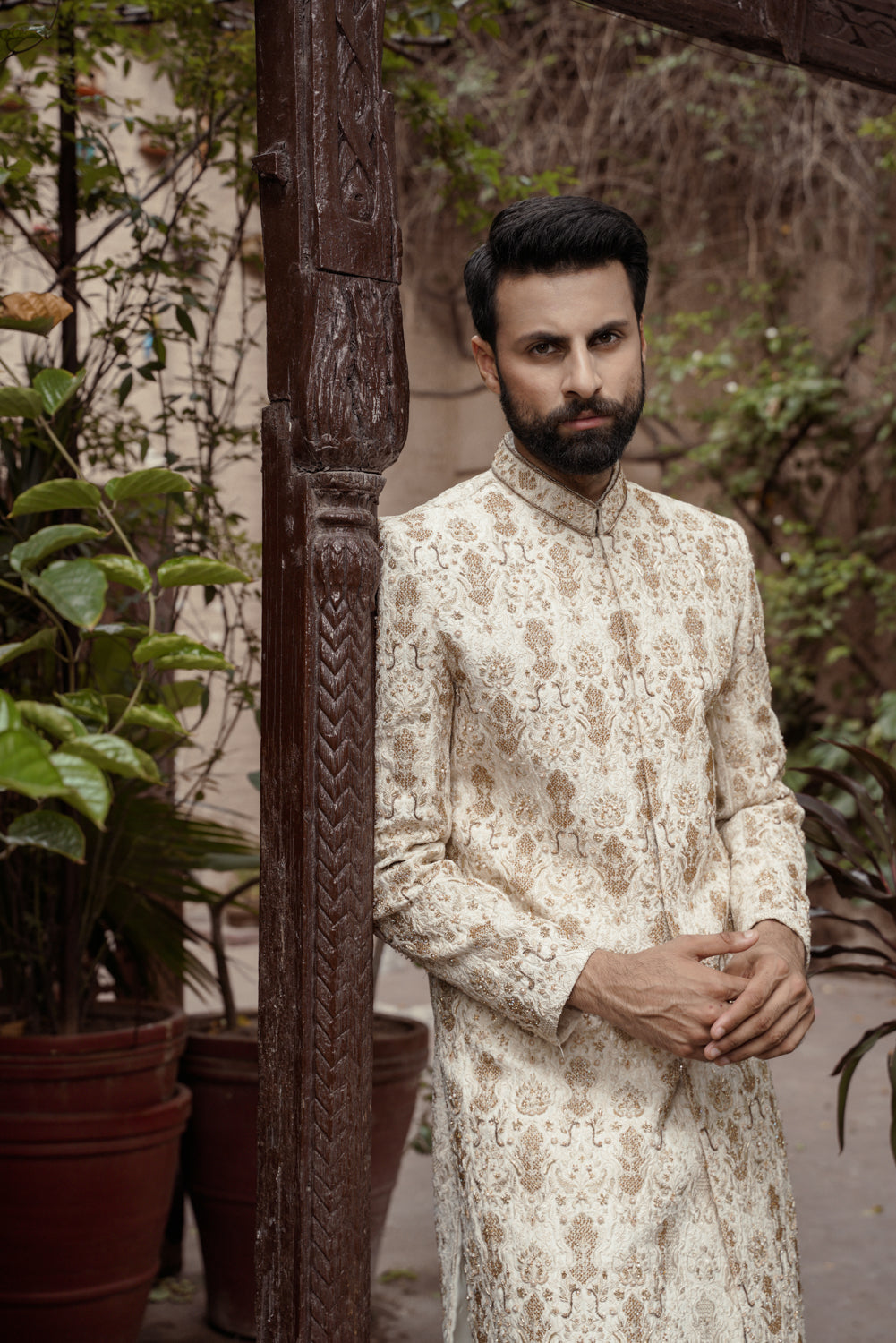 Ivory hand embellished Sherwani