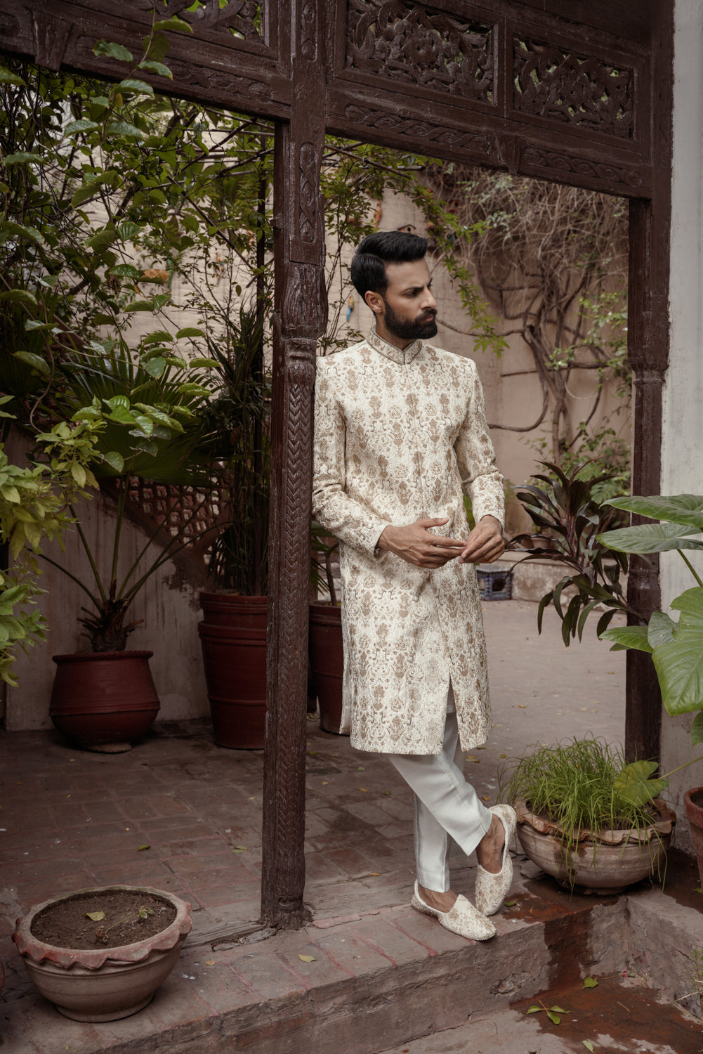 Ivory hand embellished Sherwani