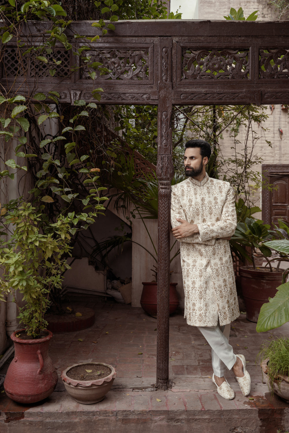 Ivory hand embellished Sherwani