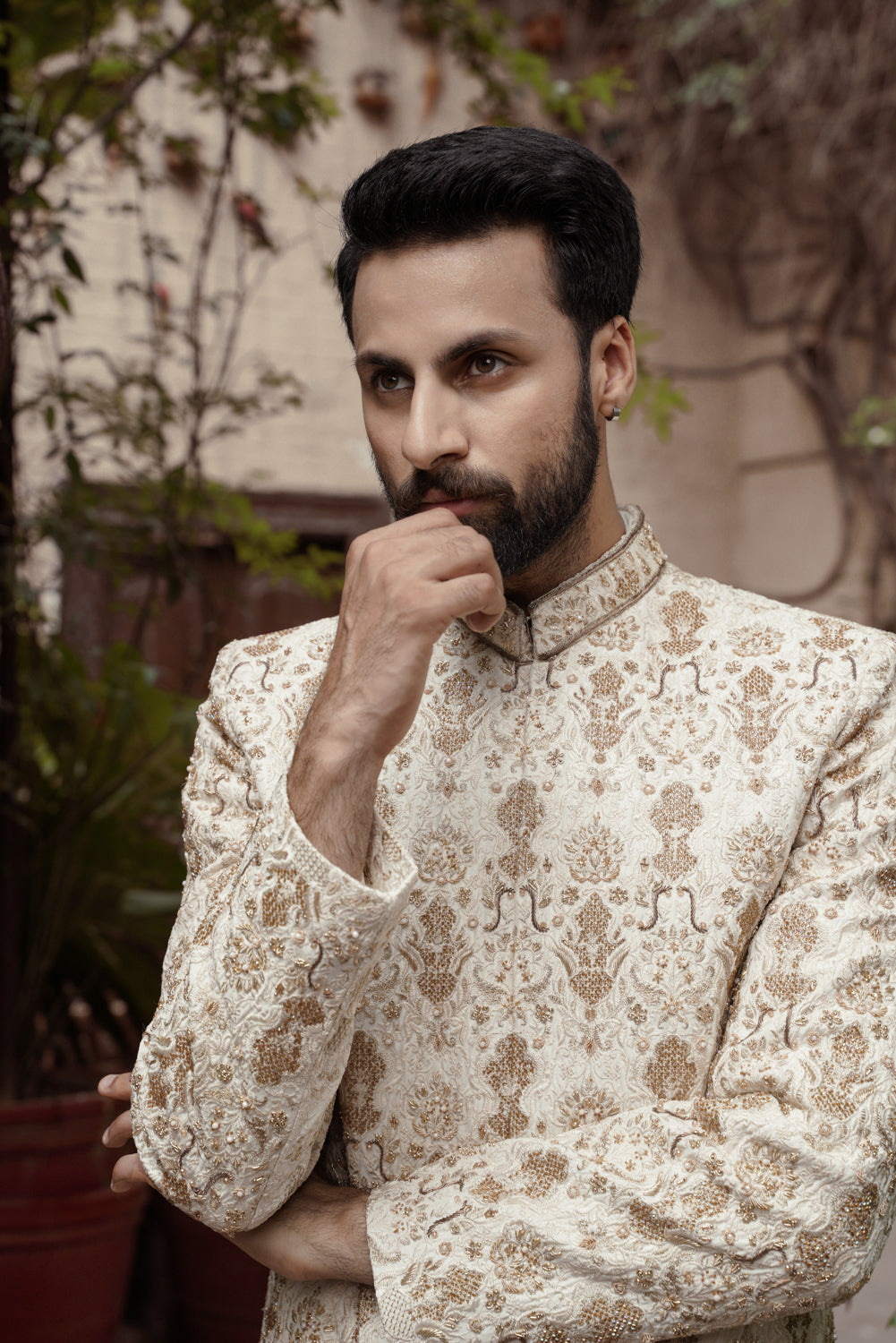 Ivory hand embellished Sherwani