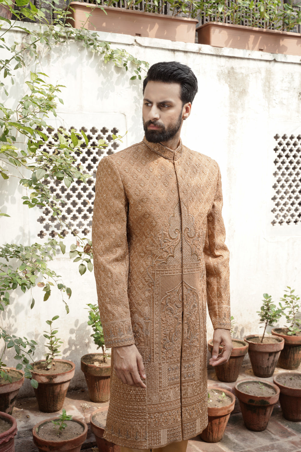 Brown Thread work  Sherwani