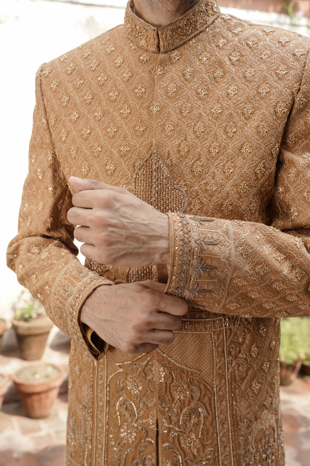 Brown Thread work  Sherwani