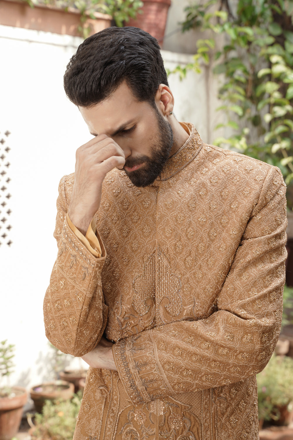 Brown Thread work  Sherwani