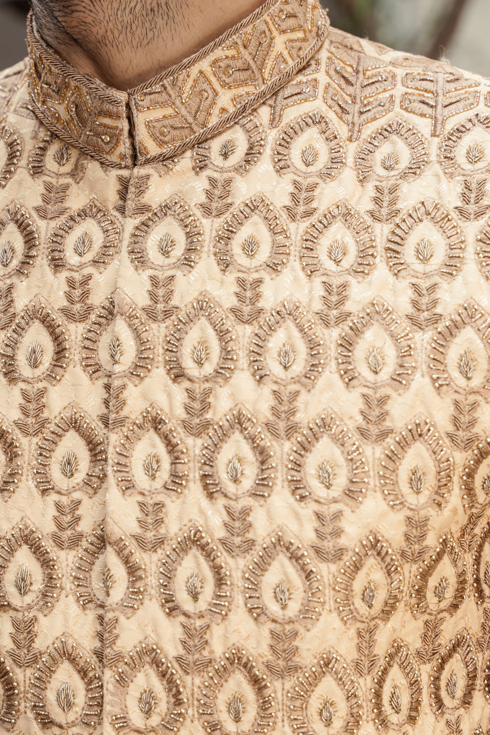 Beige Embriodered Sherwani