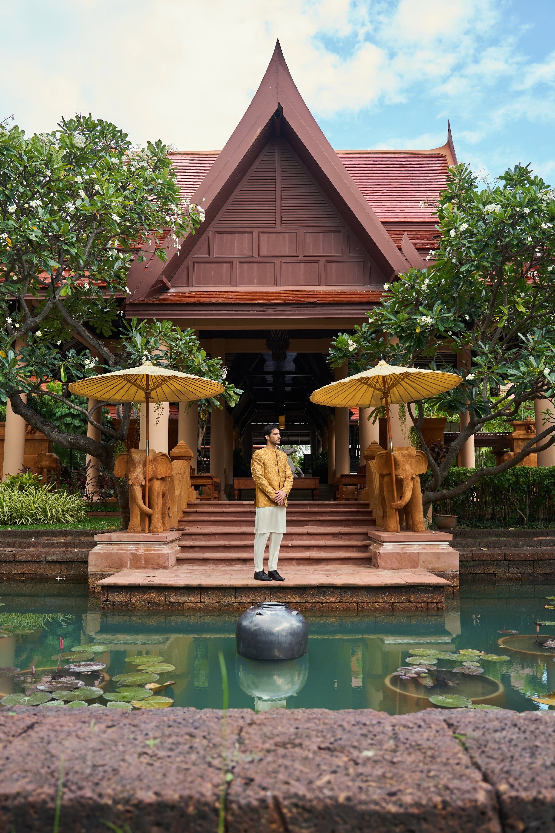 Bronze Mirage Sherwani & Clutch Ensemble Prince Coat Set