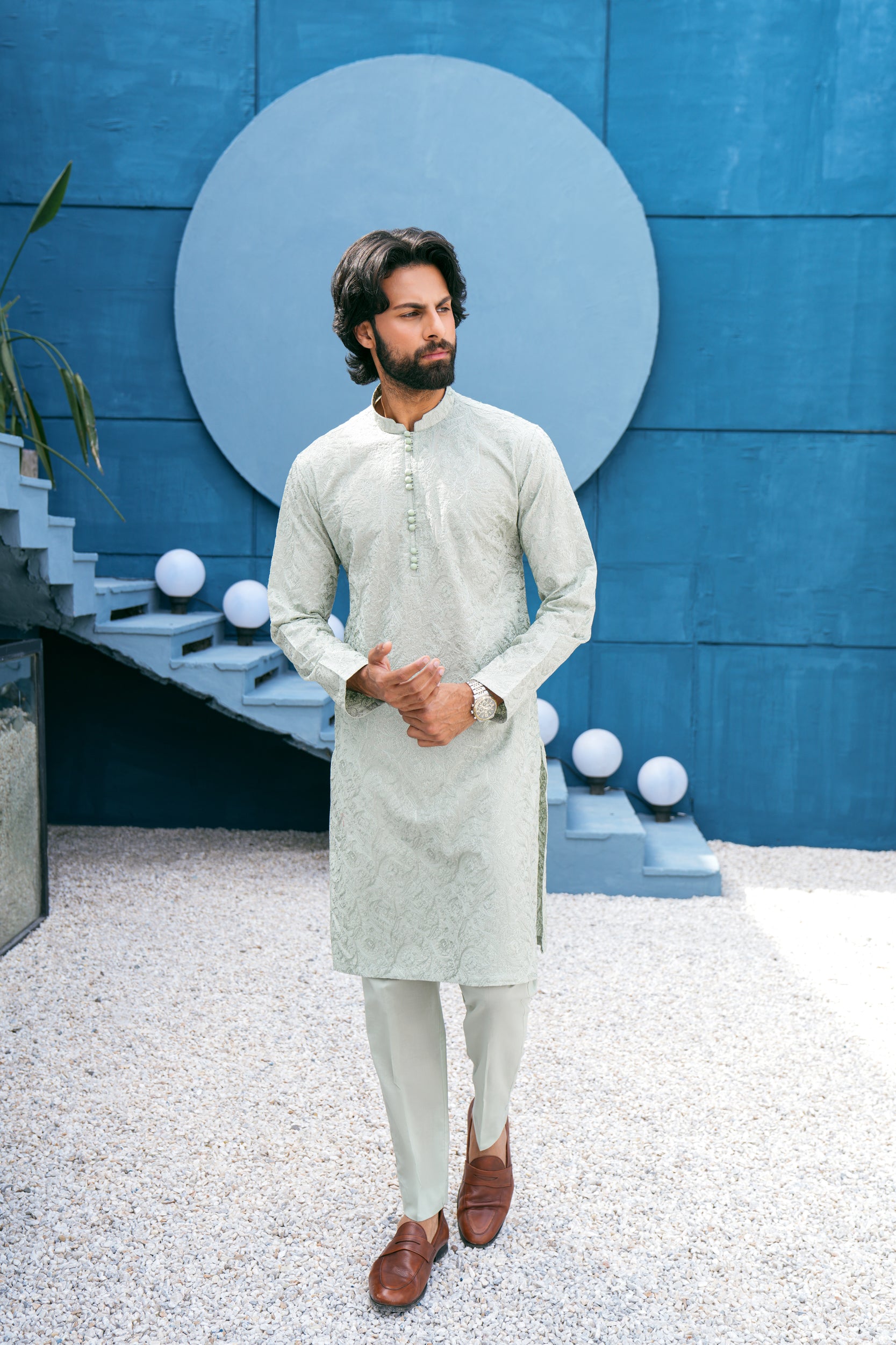 Slate-Grey Mijwan Kurta Set