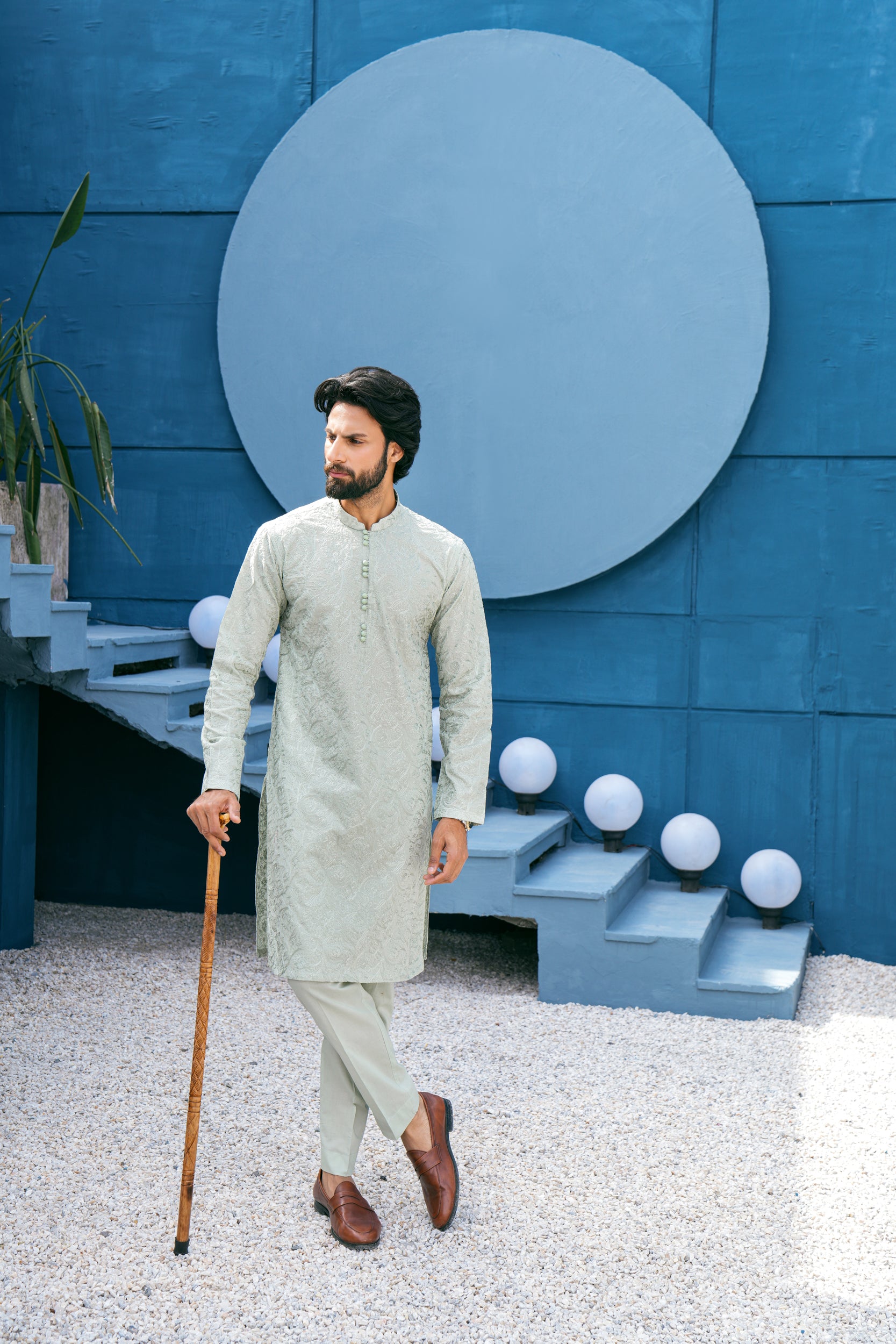 Slate-Grey Mijwan Kurta Set