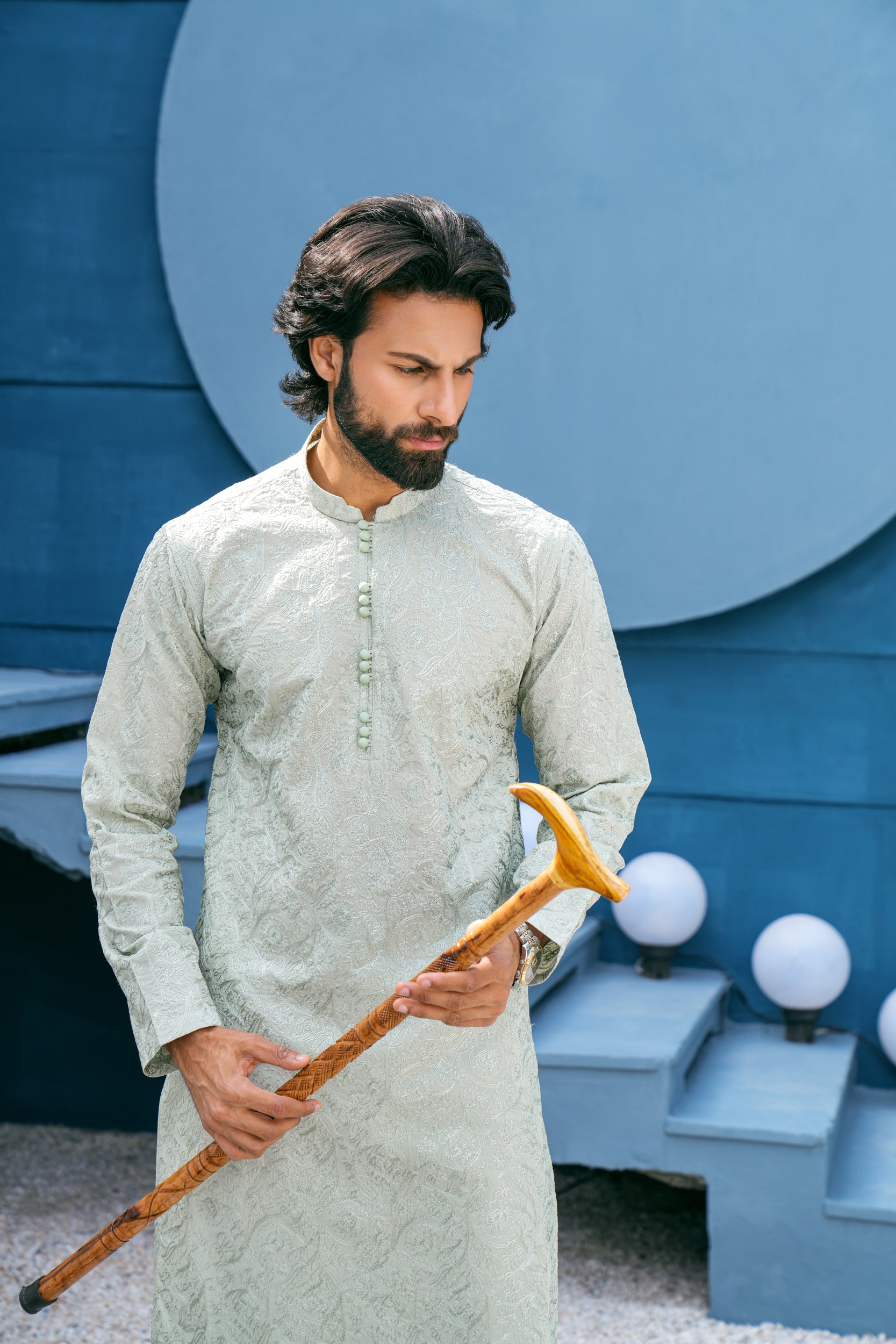 Slate-Grey Mijwan Kurta Set