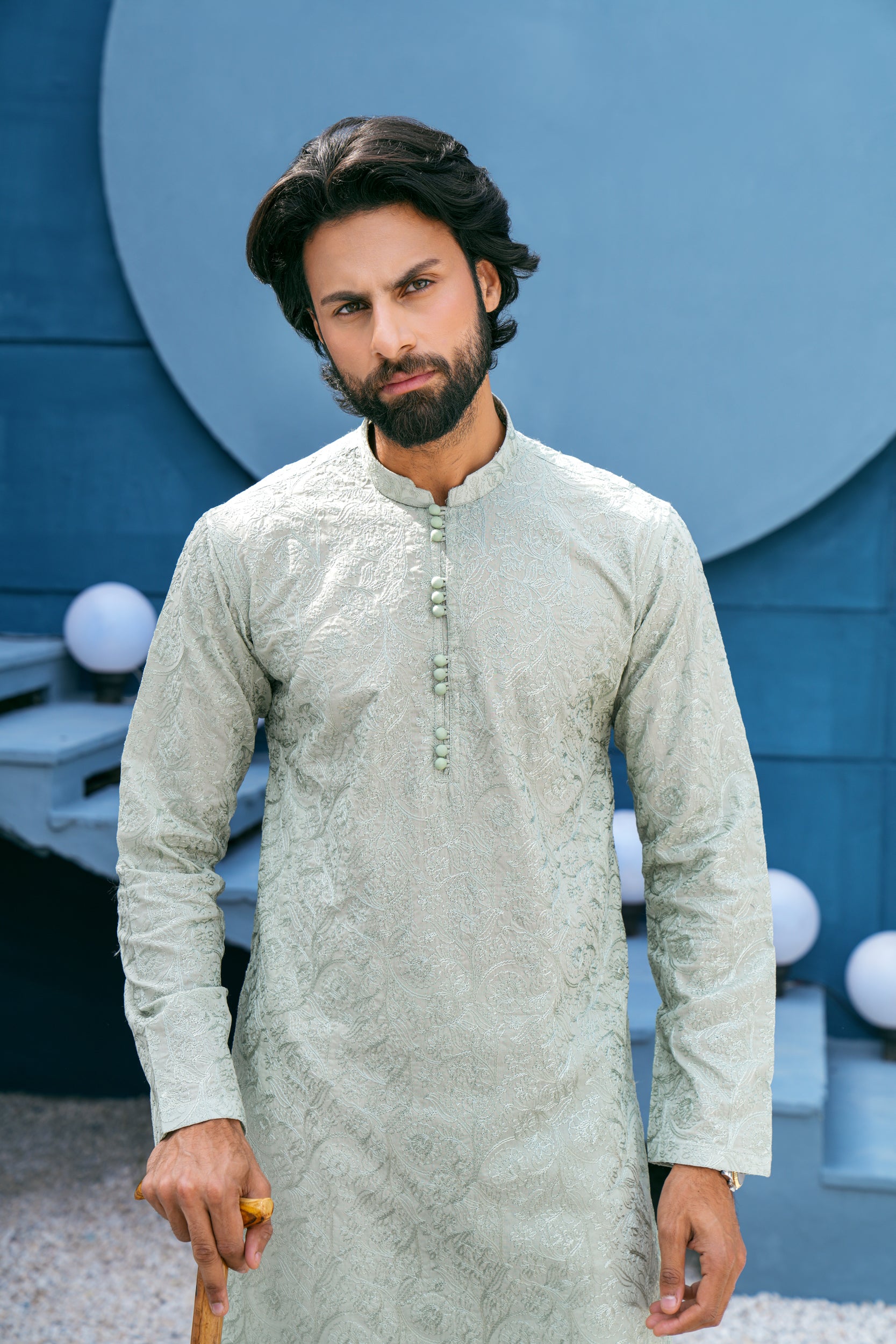 Slate-Grey Mijwan Kurta Set