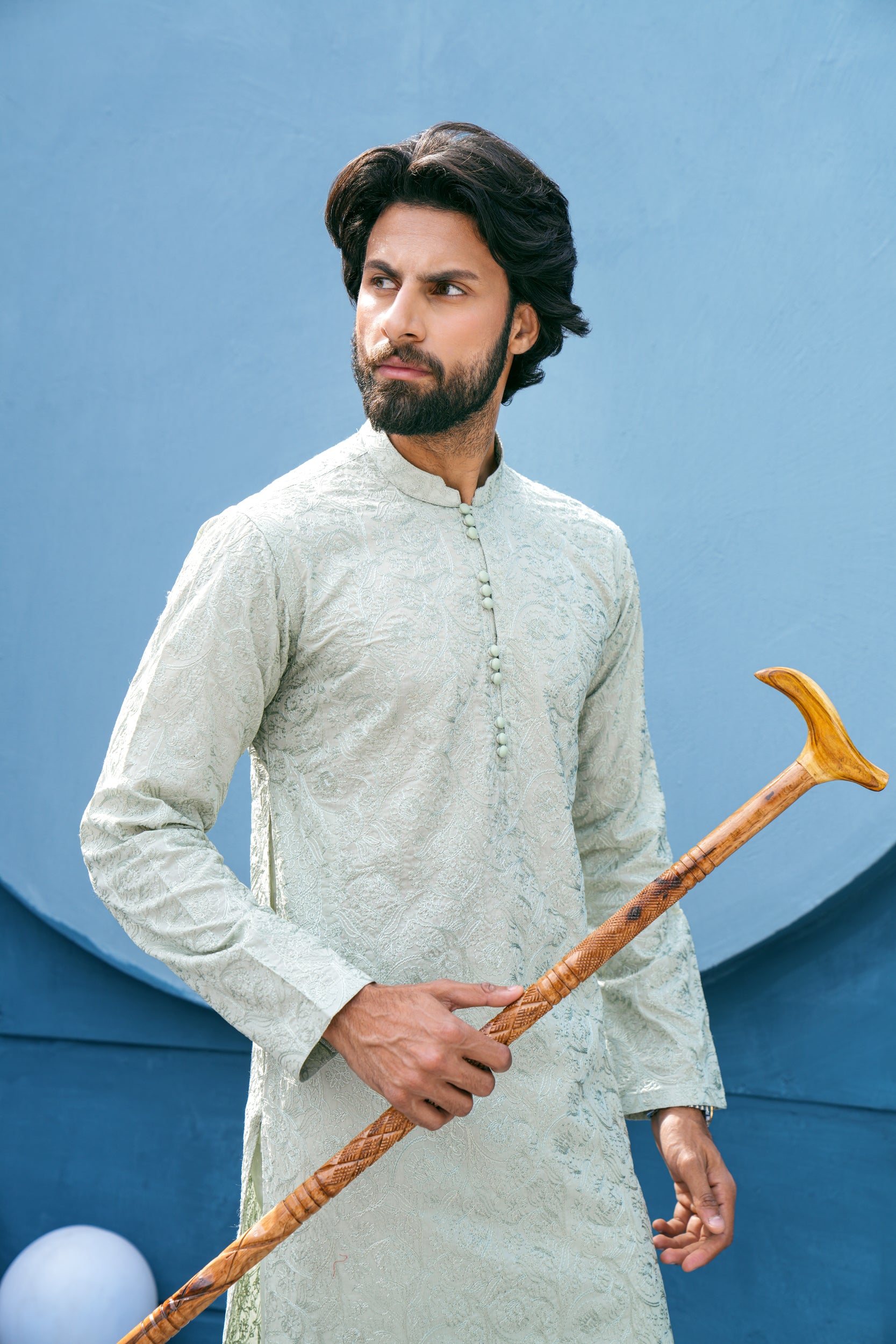 Slate-Grey Mijwan Kurta Set