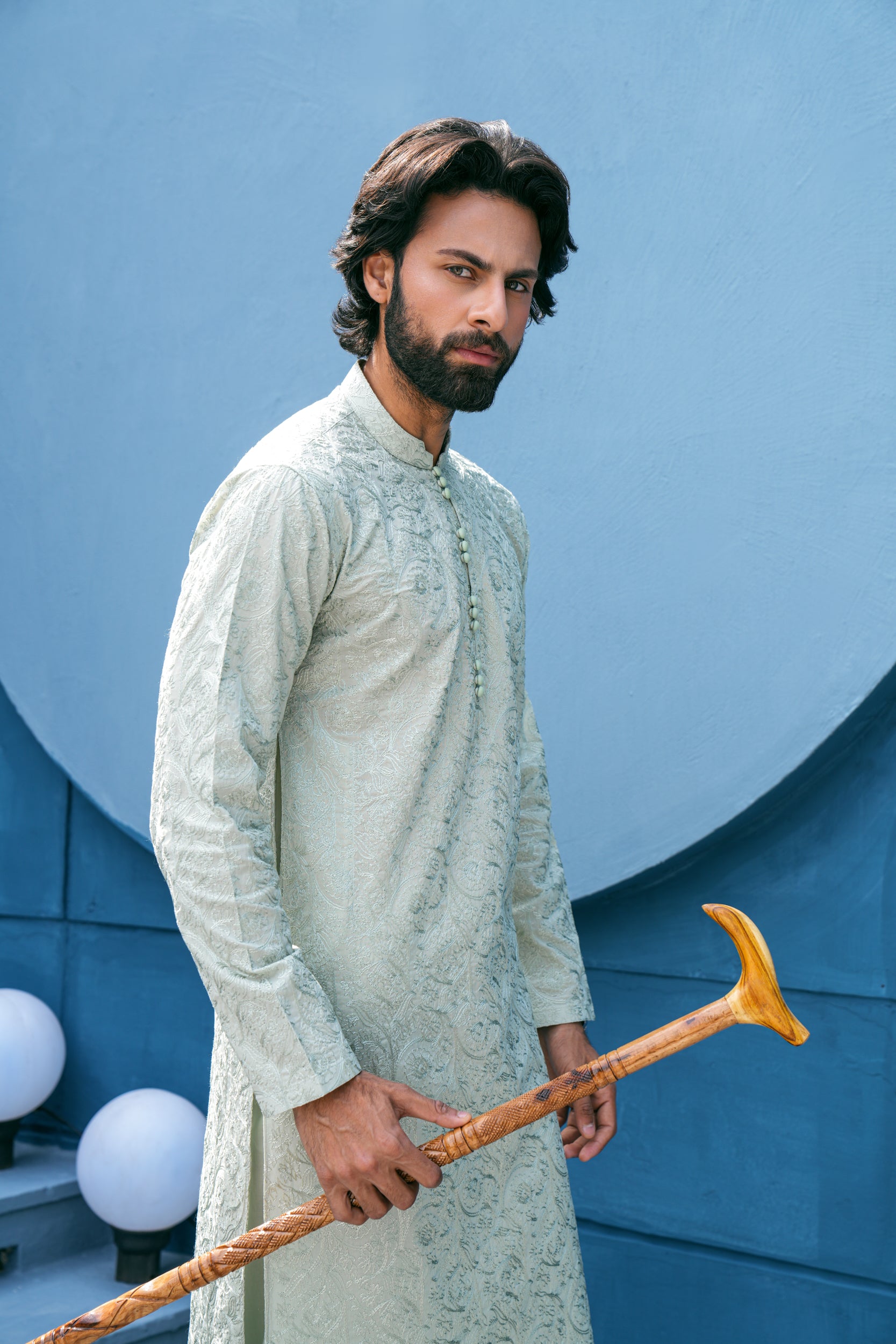 Slate-Grey Mijwan Kurta Set