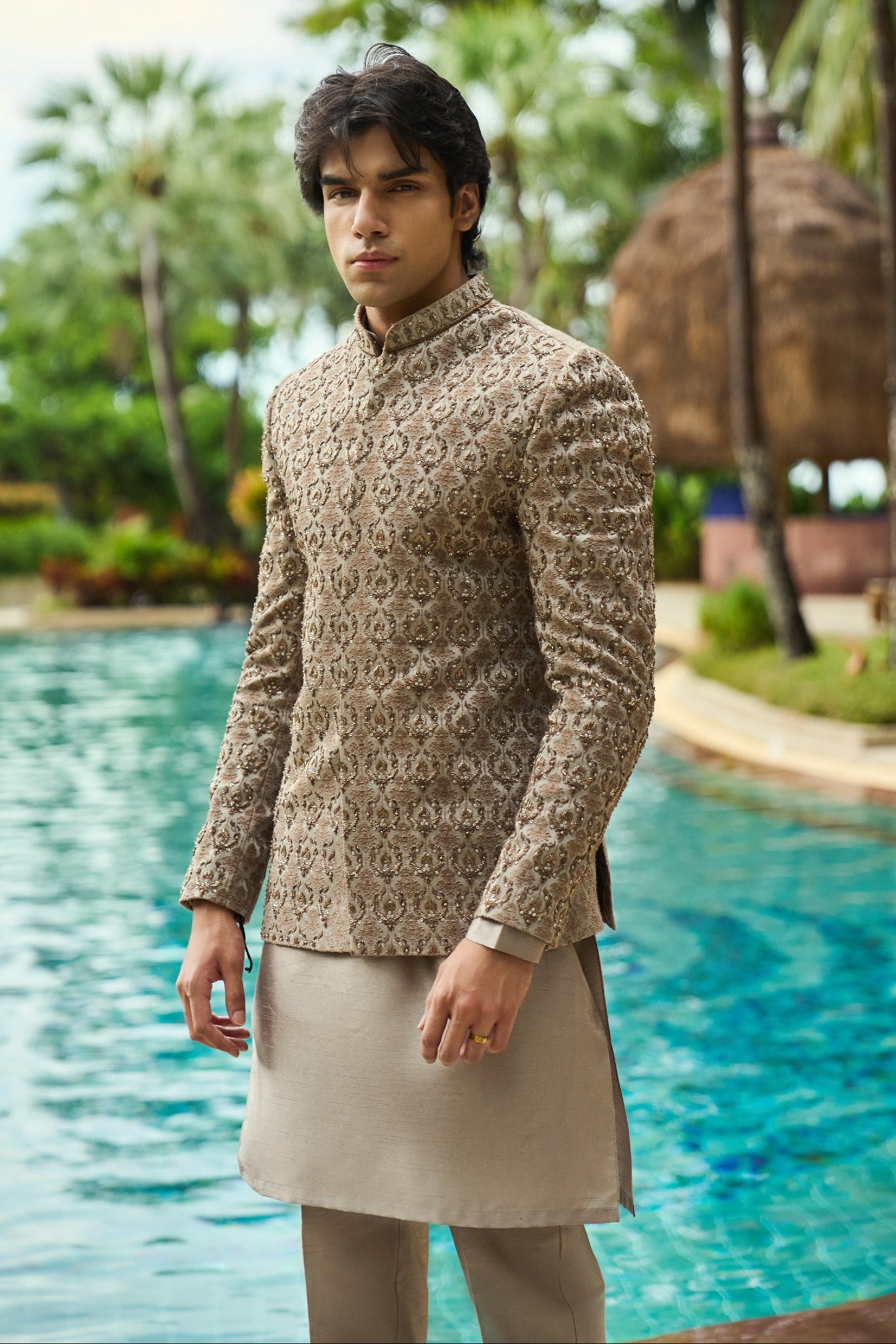 Regal Dune – Embroidered Prince Coat Set