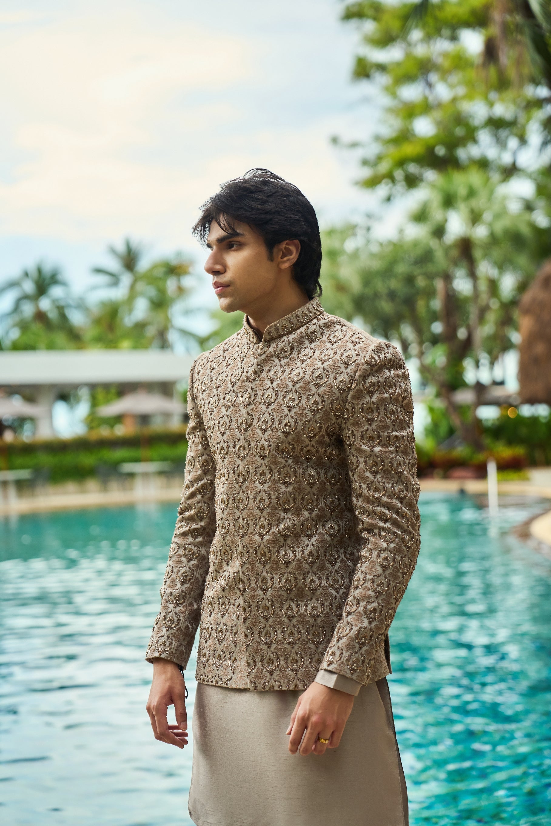 Regal Dune – Embroidered Prince Coat Set