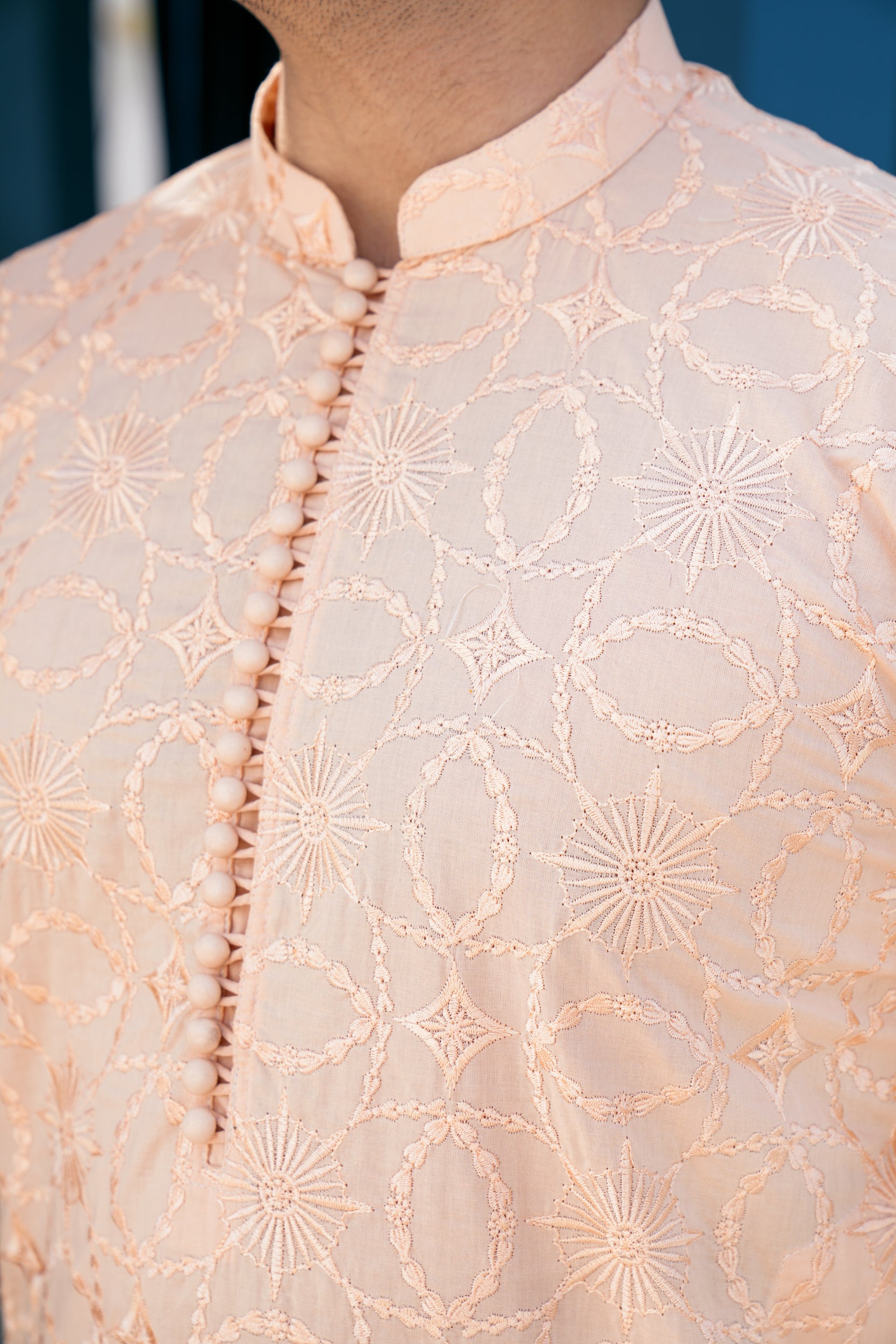 Peach Thread Work Kurta Set