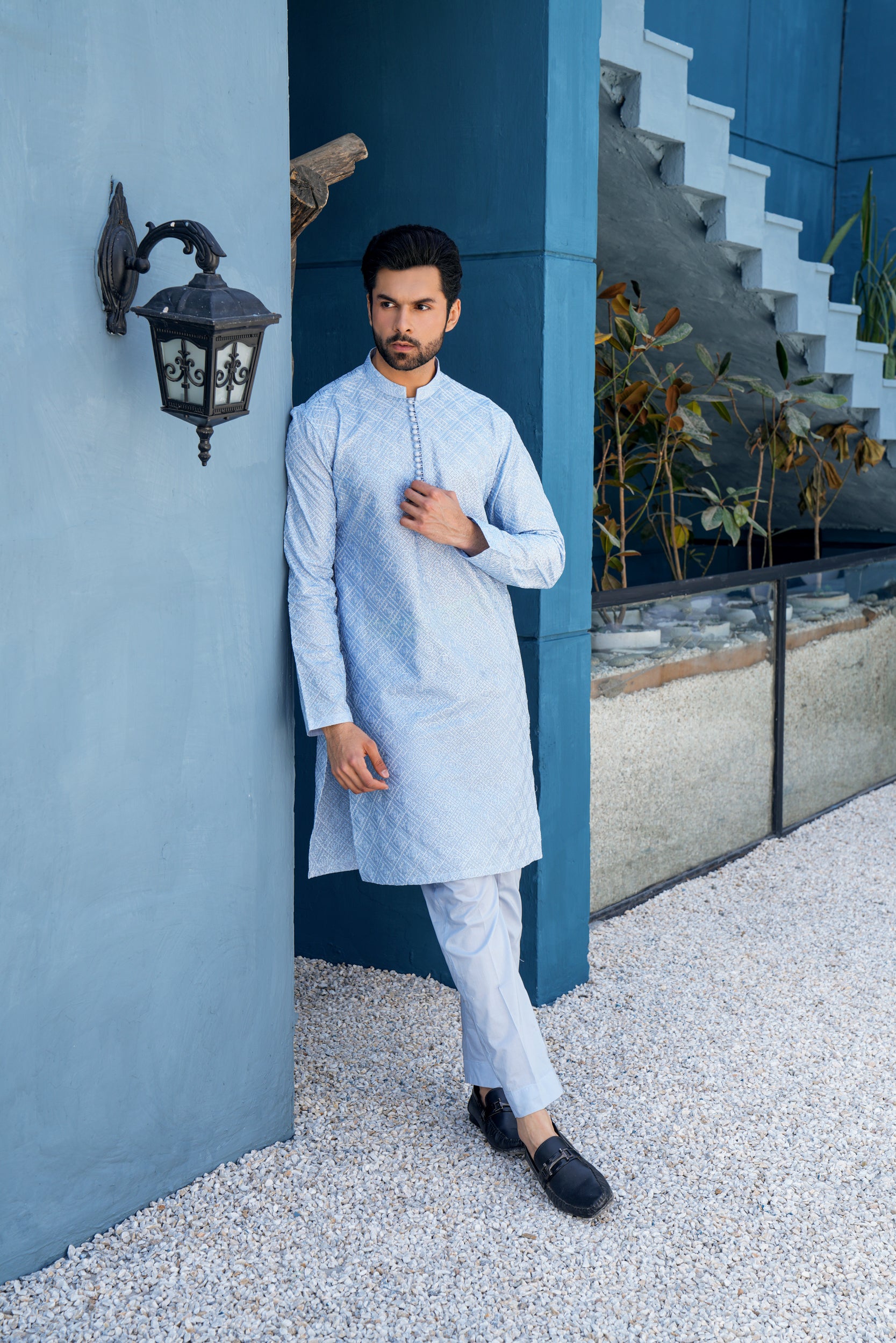 Azure Chikenkari  Kurta Set