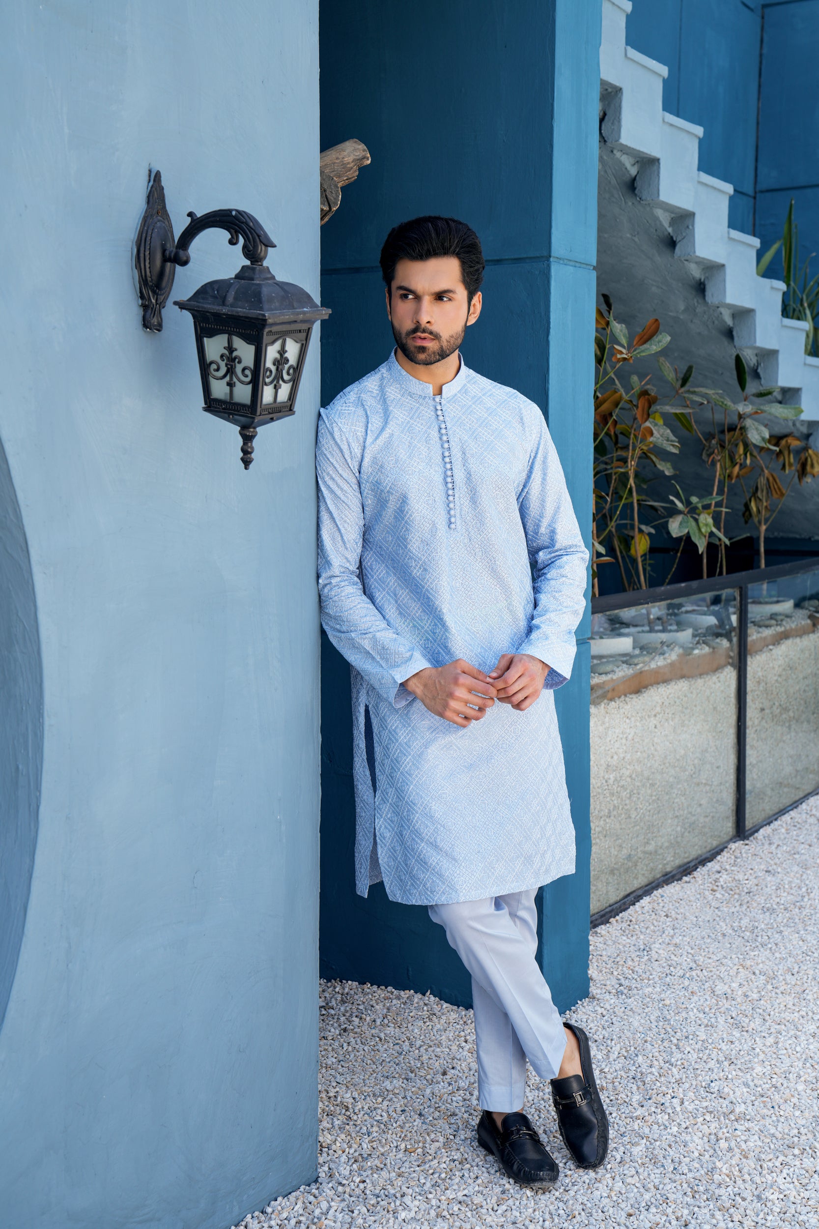 Azure Chikenkari  Kurta Set