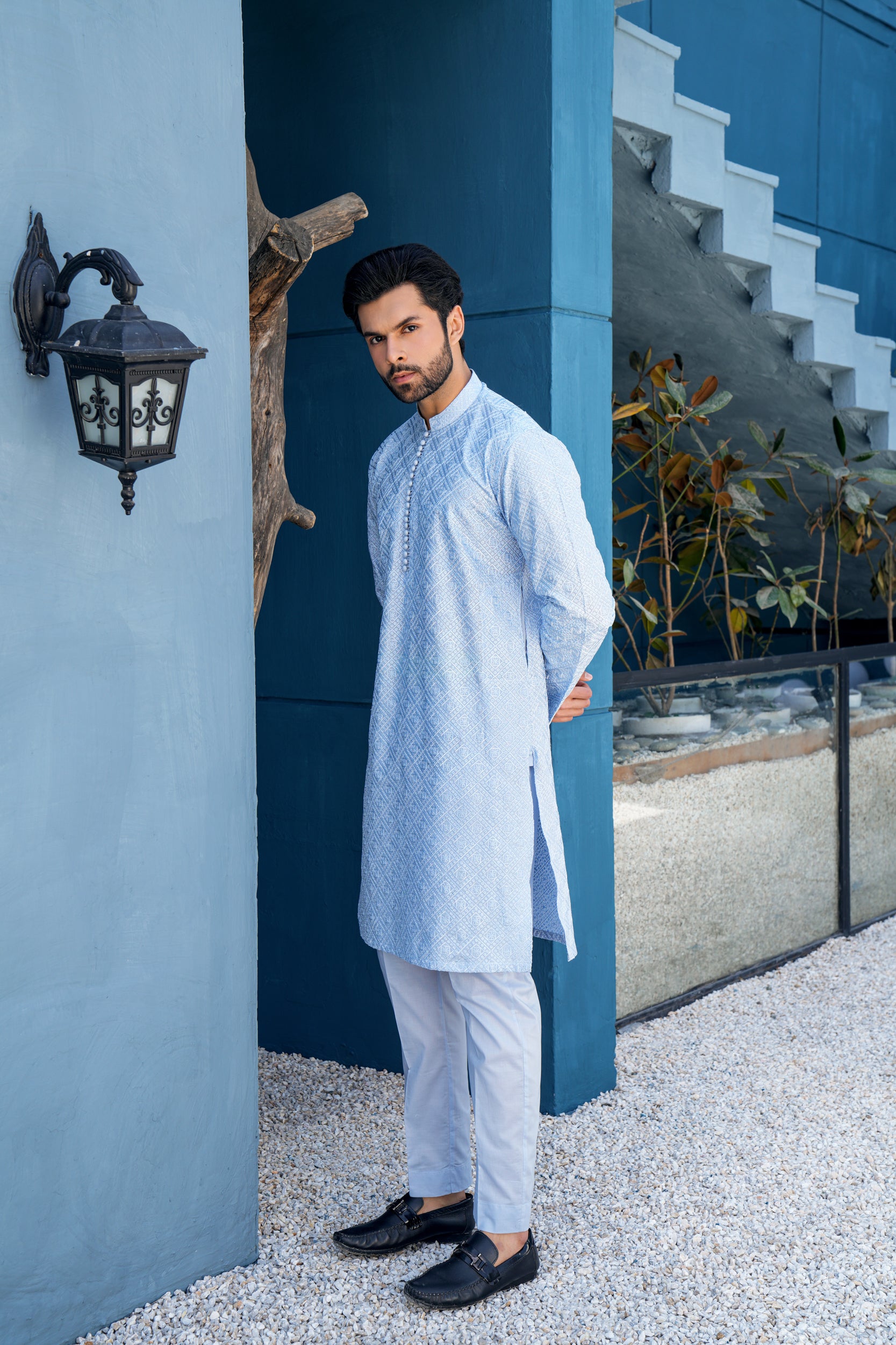 Azure Chikenkari  Kurta Set