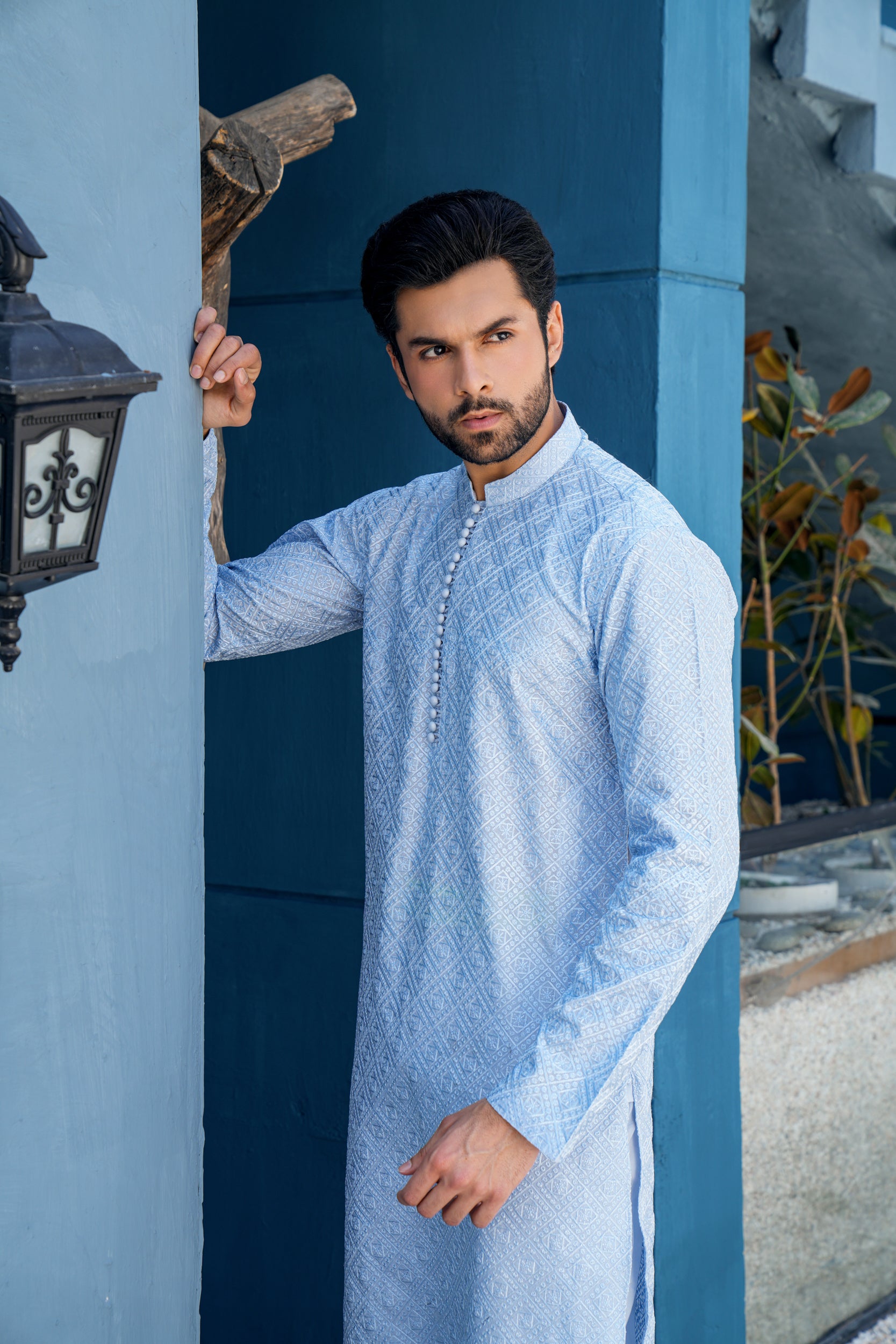 Azure Chikenkari  Kurta Set