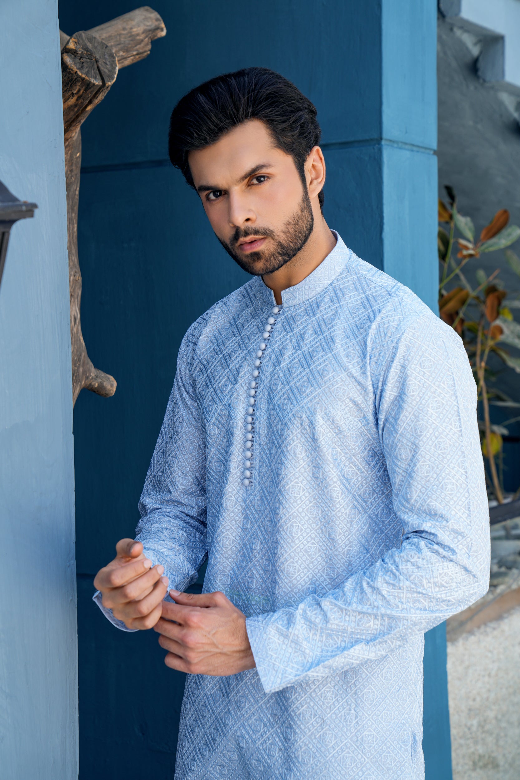 Azure Chikenkari  Kurta Set