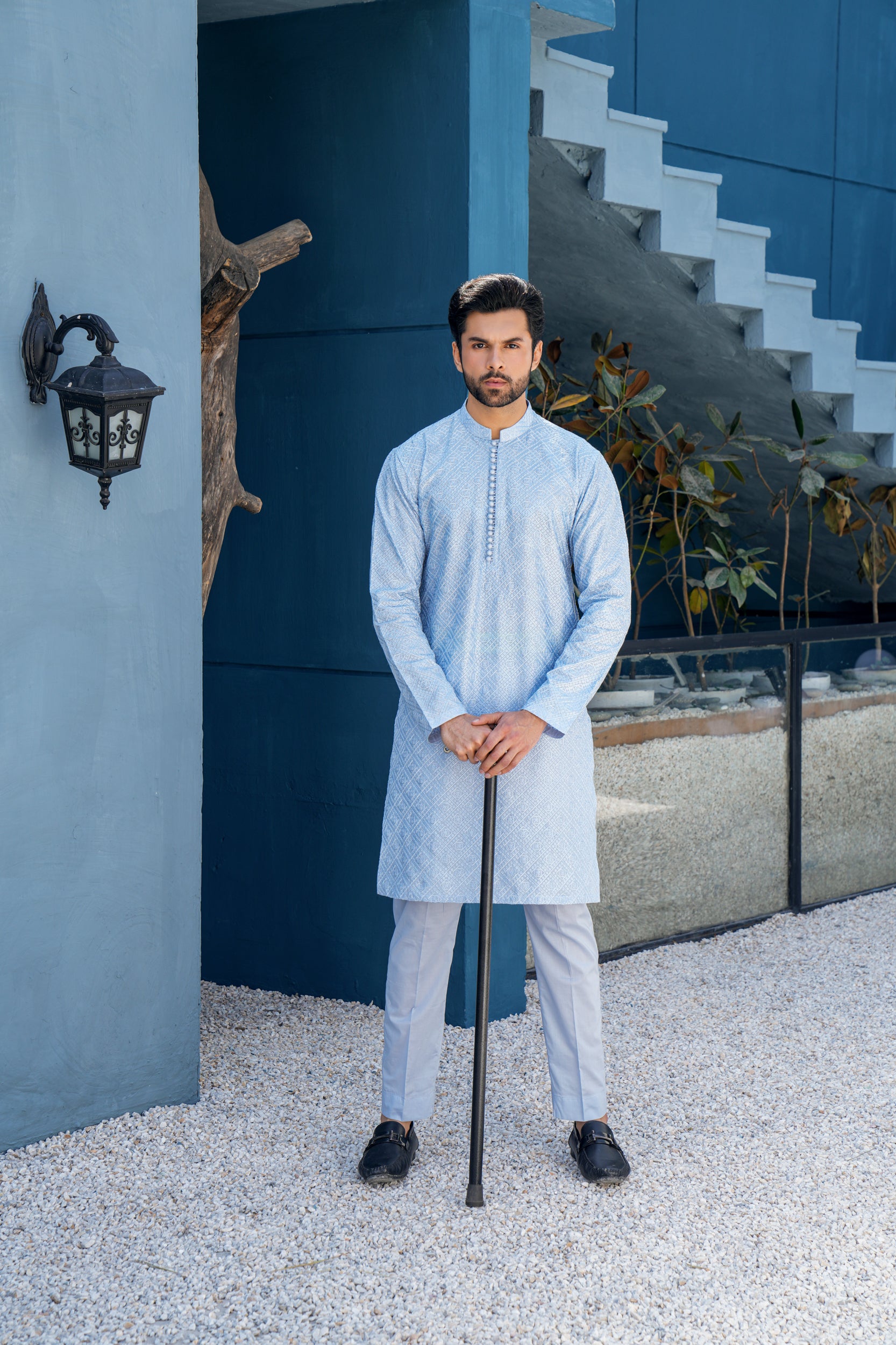 Azure Chikenkari  Kurta Set